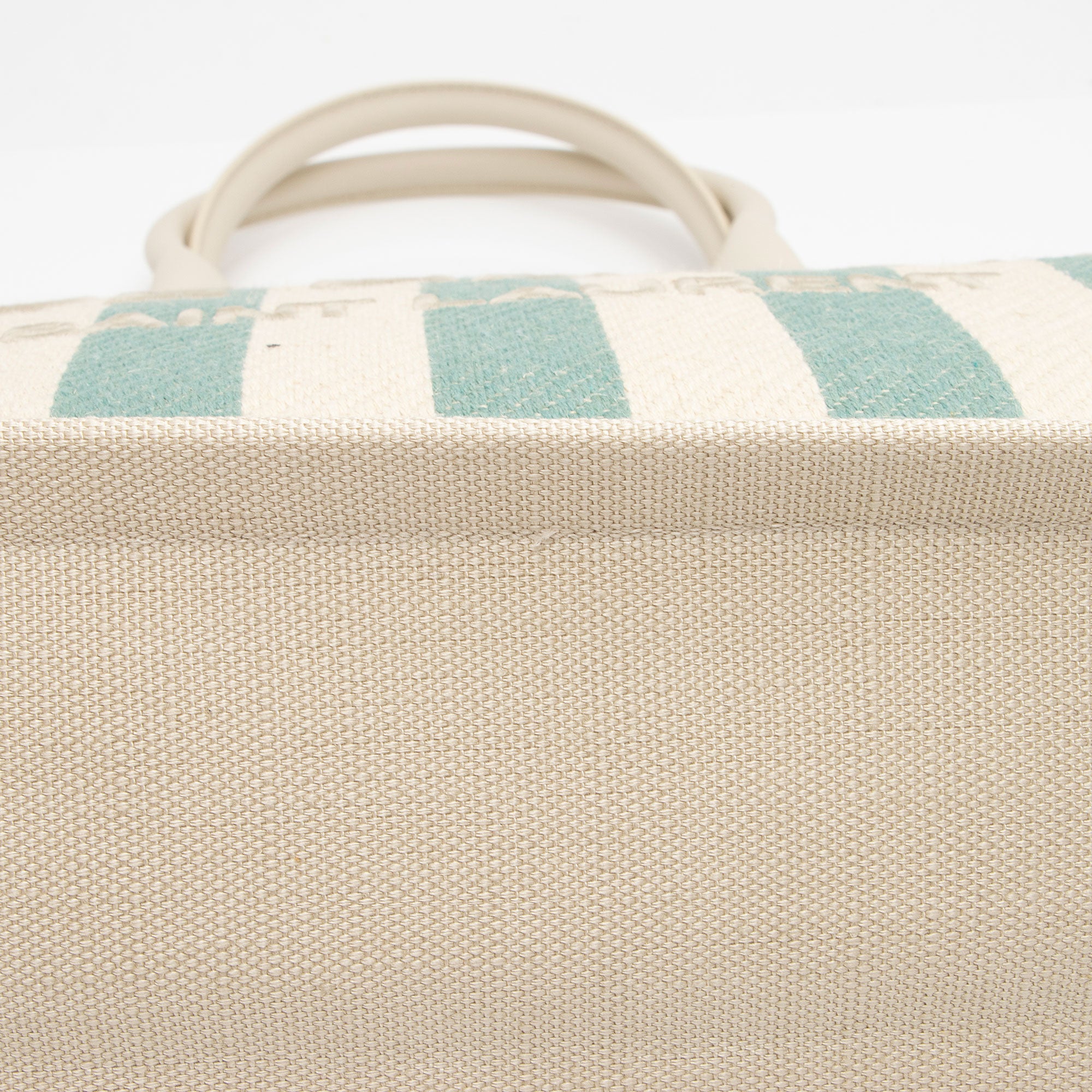 Saint Laurent Canvas Calfskin Striped Rive Gauche Large Tote