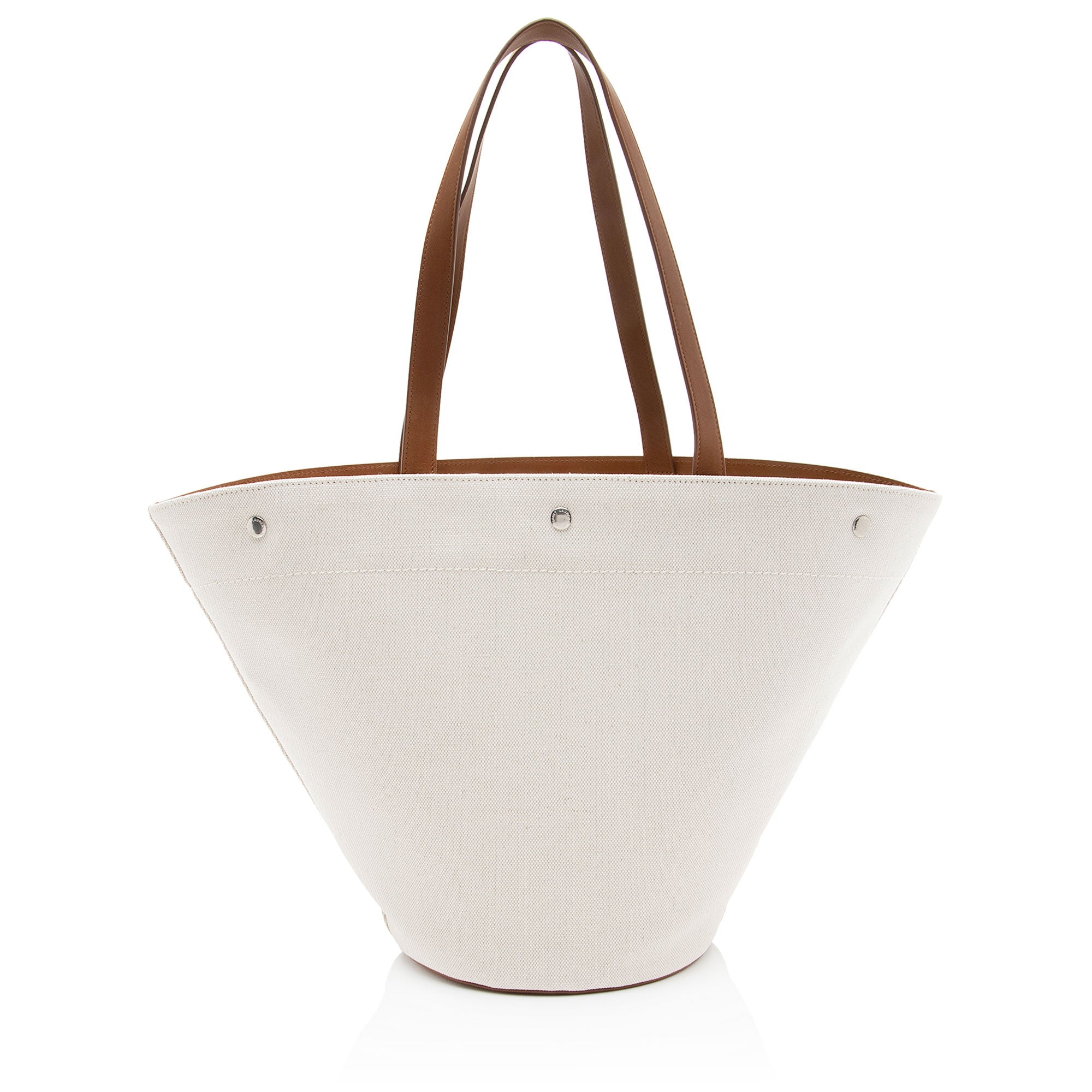 Saint Laurent Canvas Calfskin Trapezoid Rive Gauche Tote