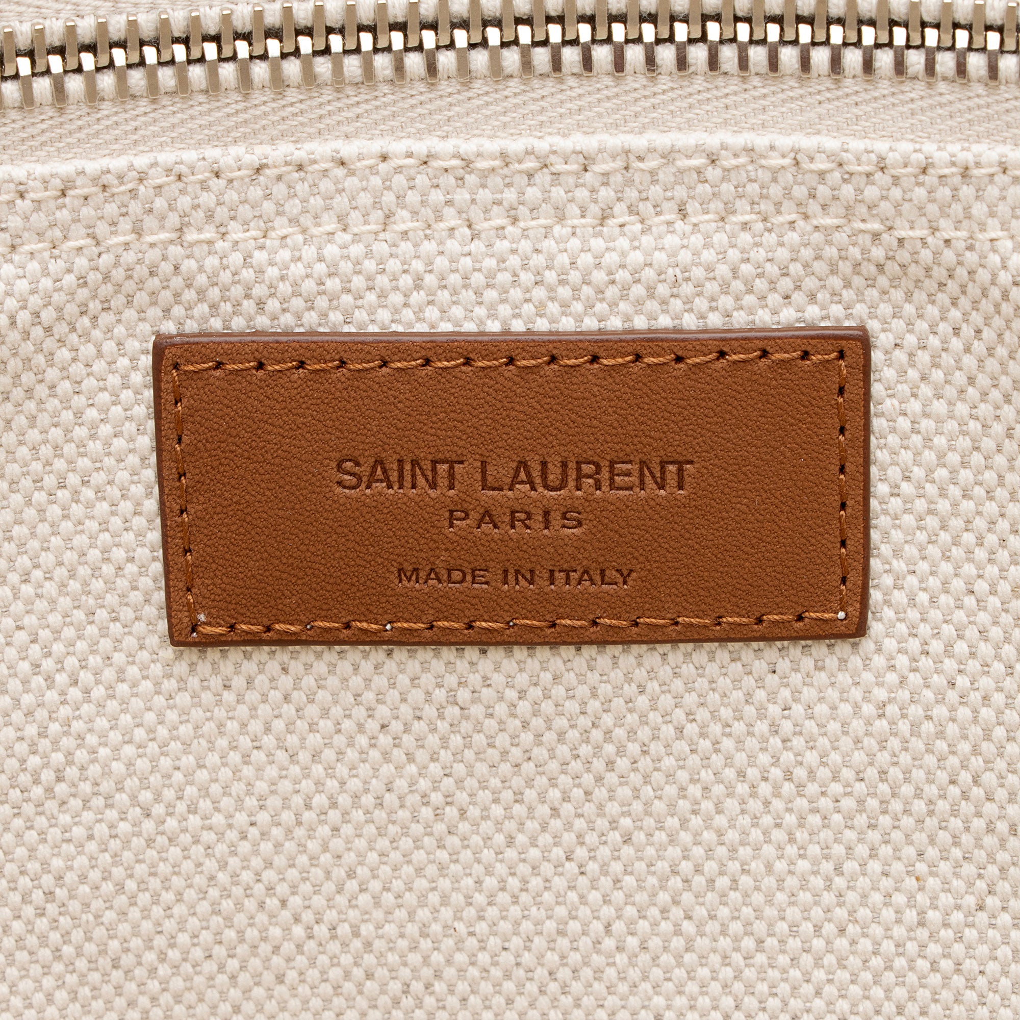 Saint Laurent Canvas Calfskin Trapezoid Rive Gauche Tote