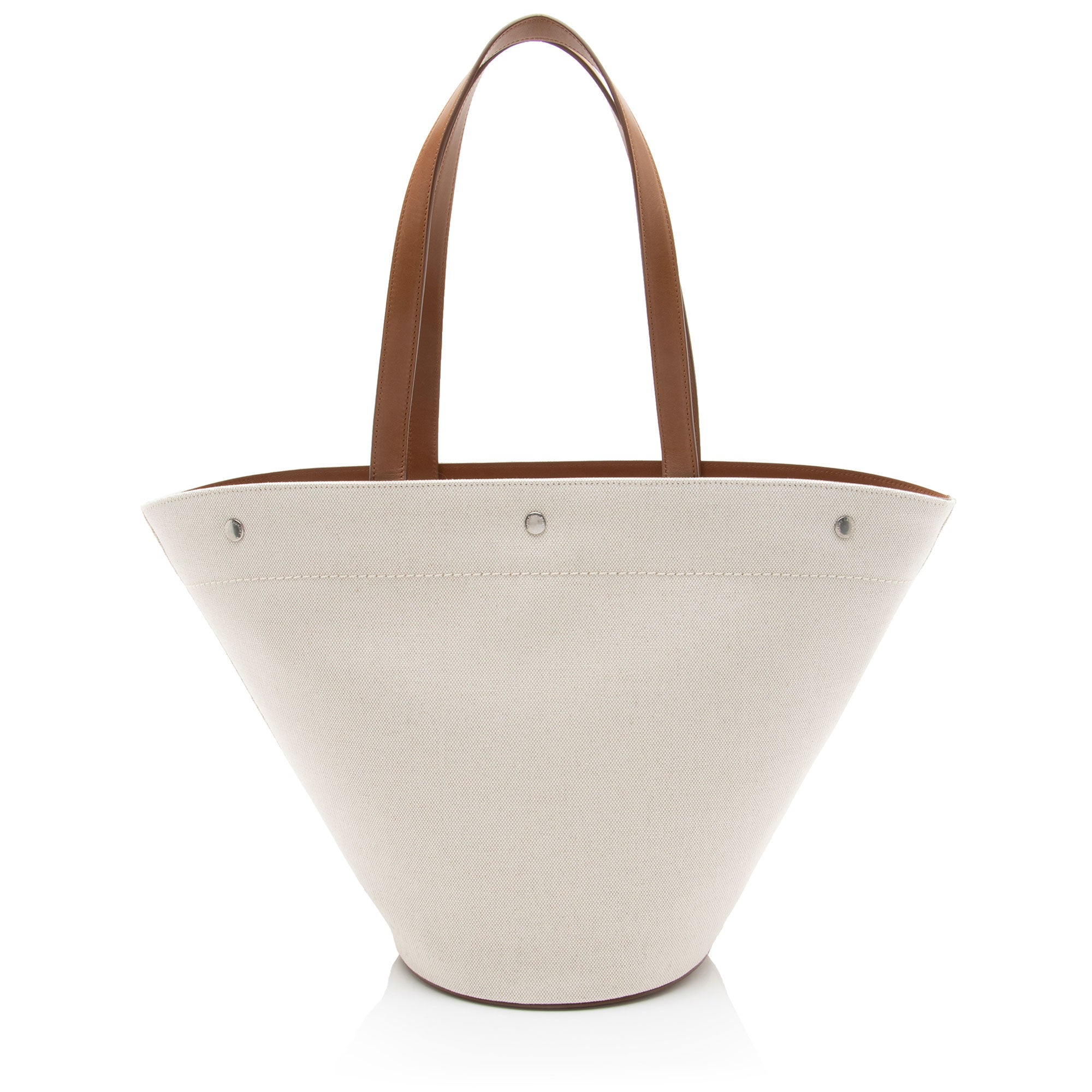 Saint Laurent Canvas Calfskin Trapezoid Rive Gauche Tote