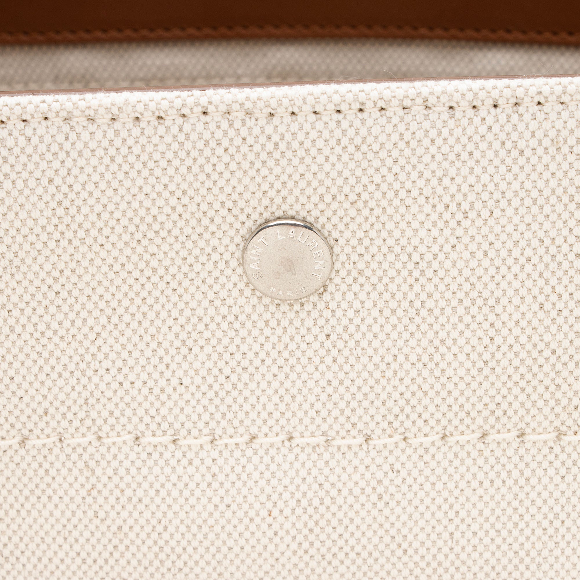 Saint Laurent Canvas Calfskin Trapezoid Rive Gauche Tote