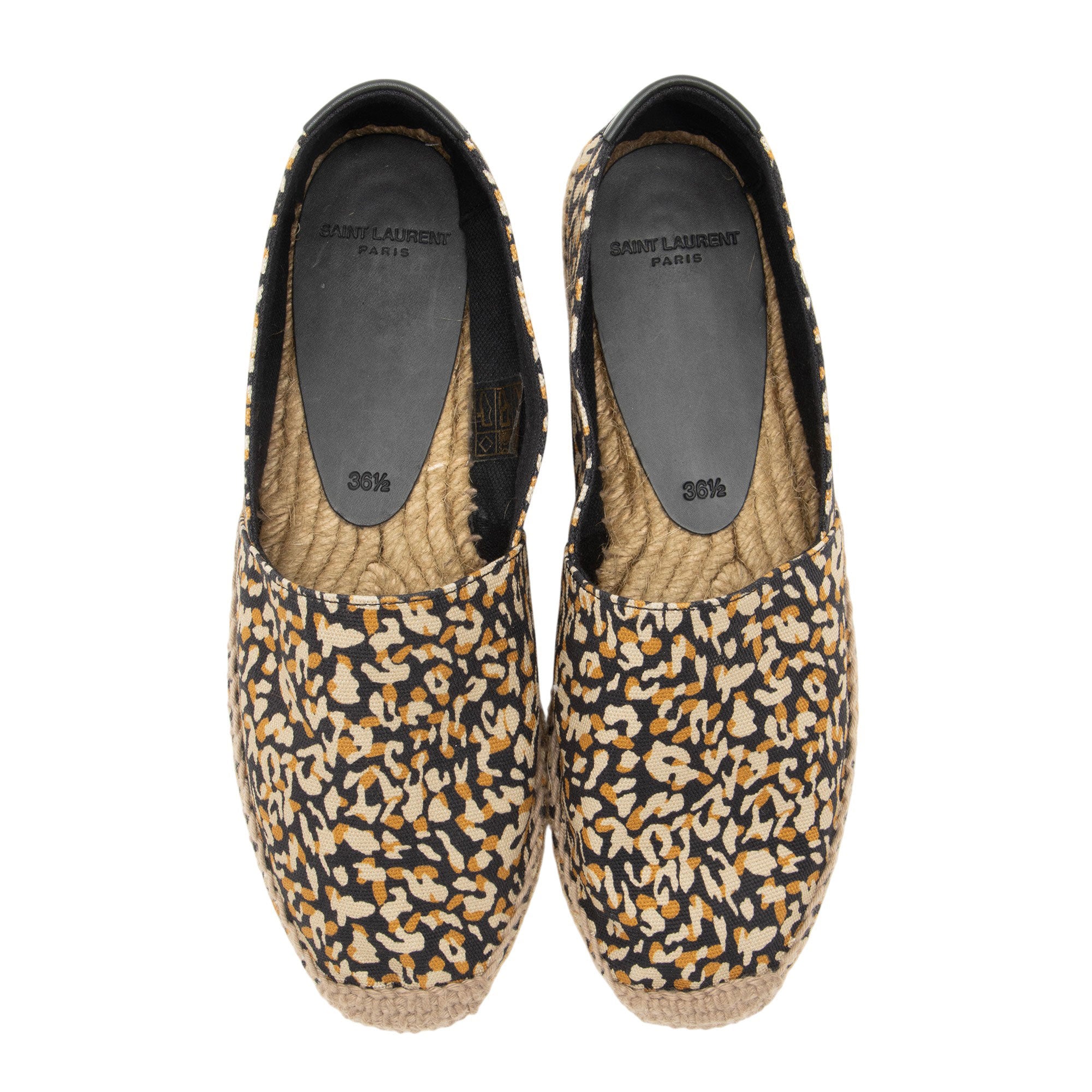 Saint Laurent Canvas Leopard Print Espadrilles - Size 6.5 / 36.5