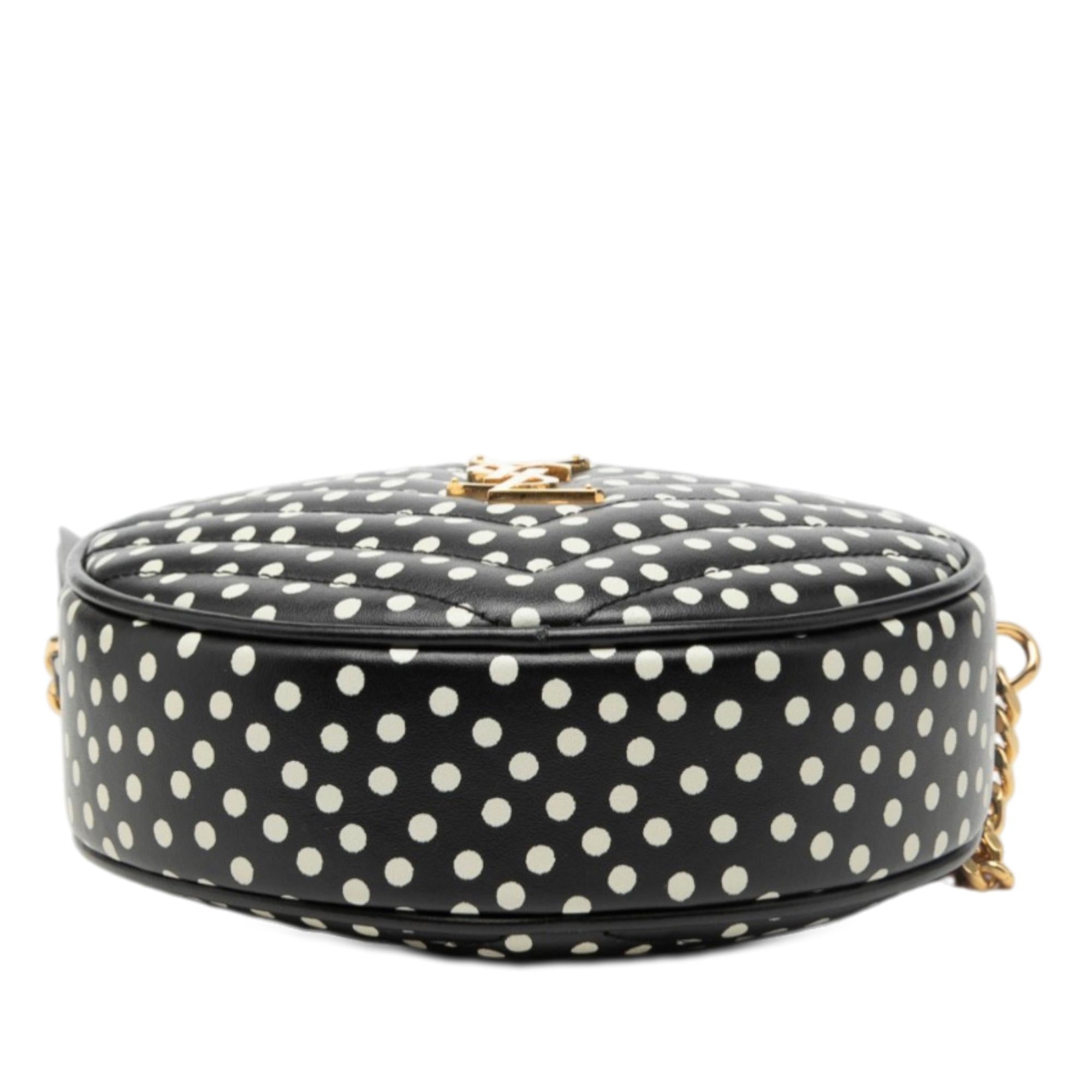 Saint Laurent Chevron Calfskin Polka Dot Round Vinyle Camera Bag