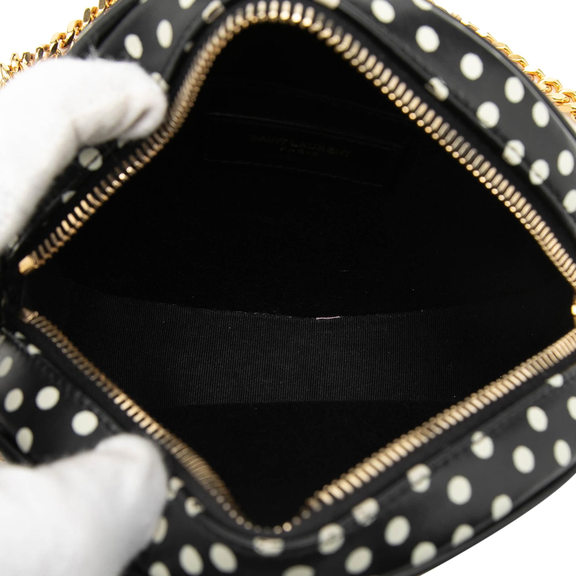 Saint Laurent Chevron Calfskin Polka Dot Round Vinyle Camera Bag