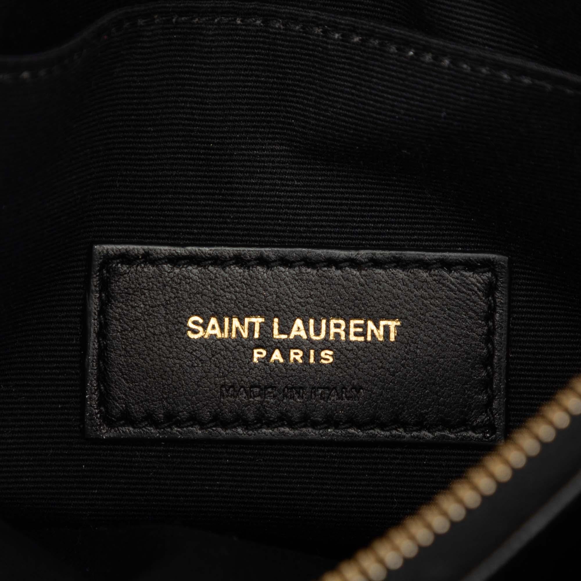 Saint Laurent Chevron Grain De Poudre Monogram Bill Pouch