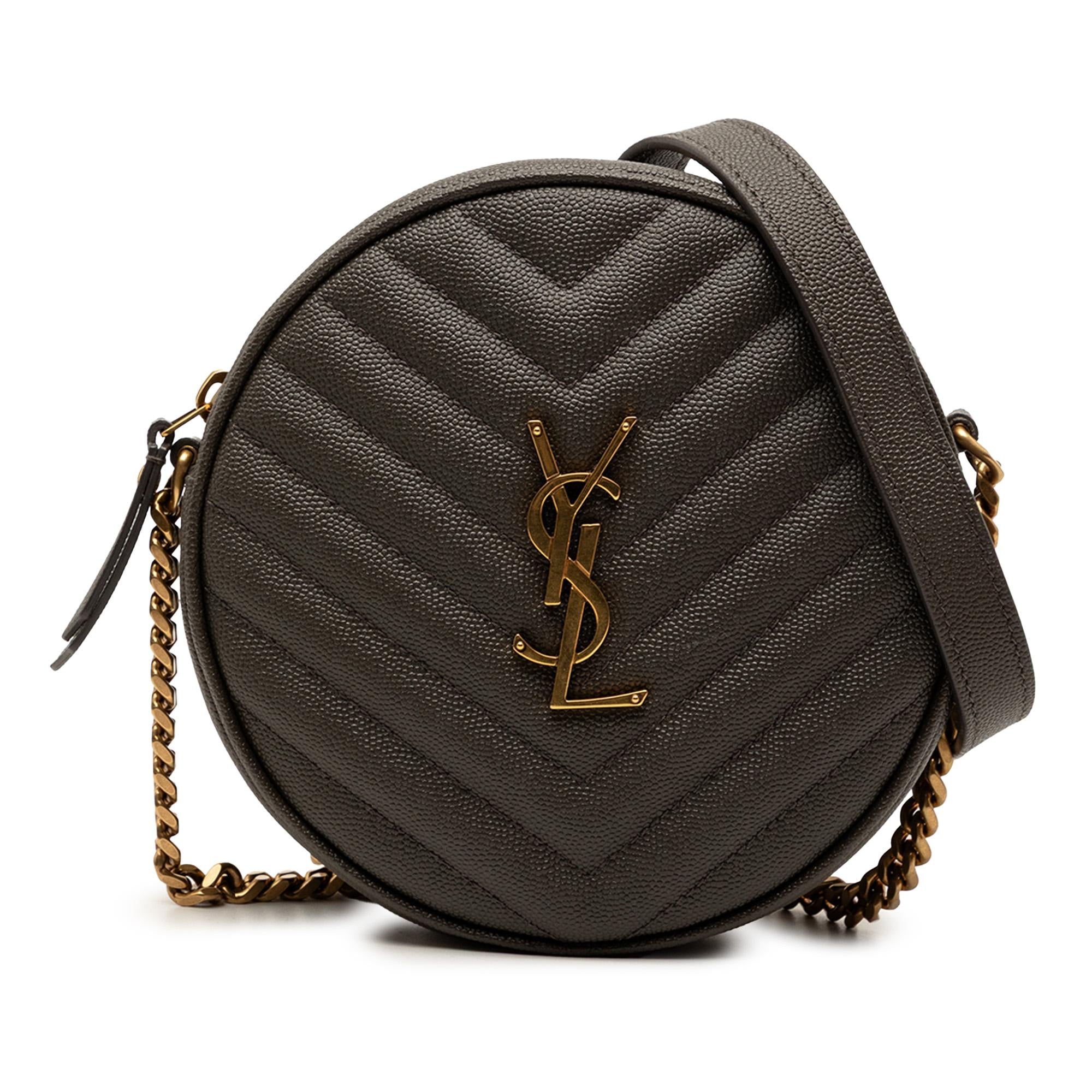 Saint Laurent Chevron Grain De Poudre Round Vinyle Camera Bag