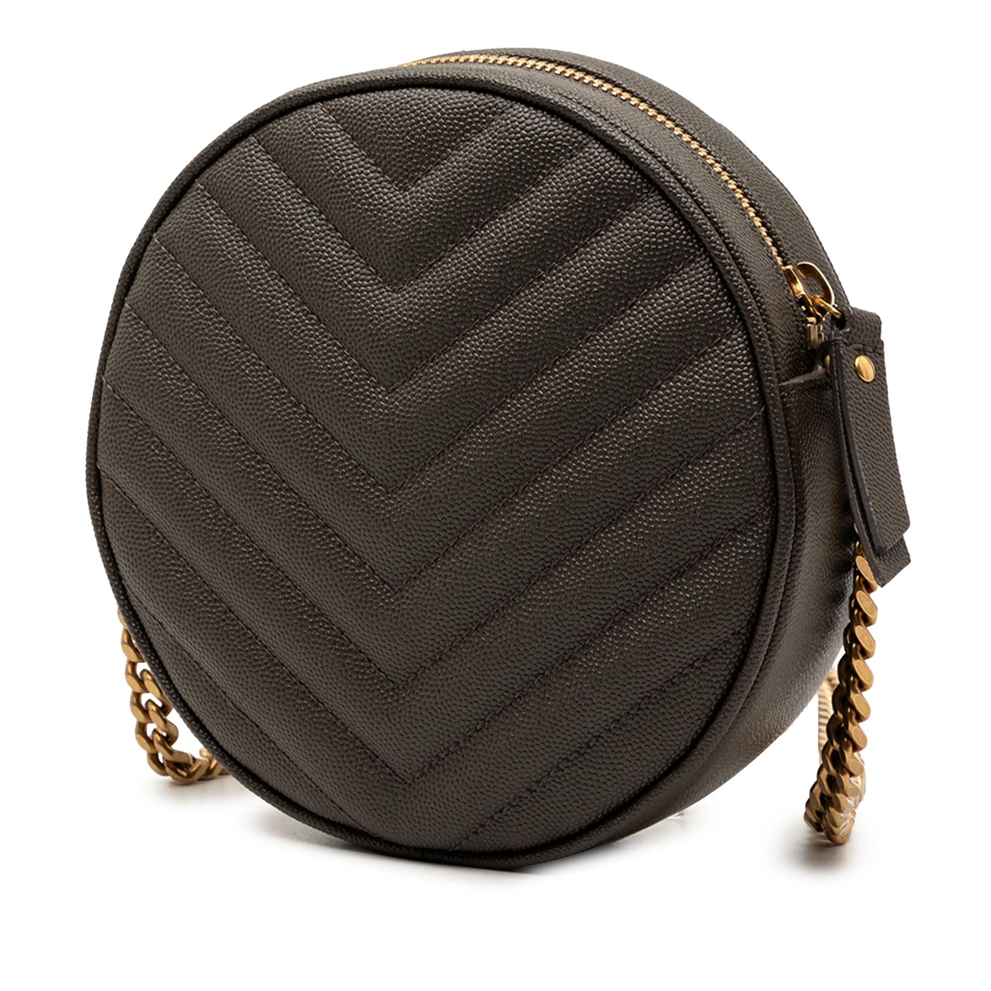 Saint Laurent Chevron Grain De Poudre Round Vinyle Camera Bag