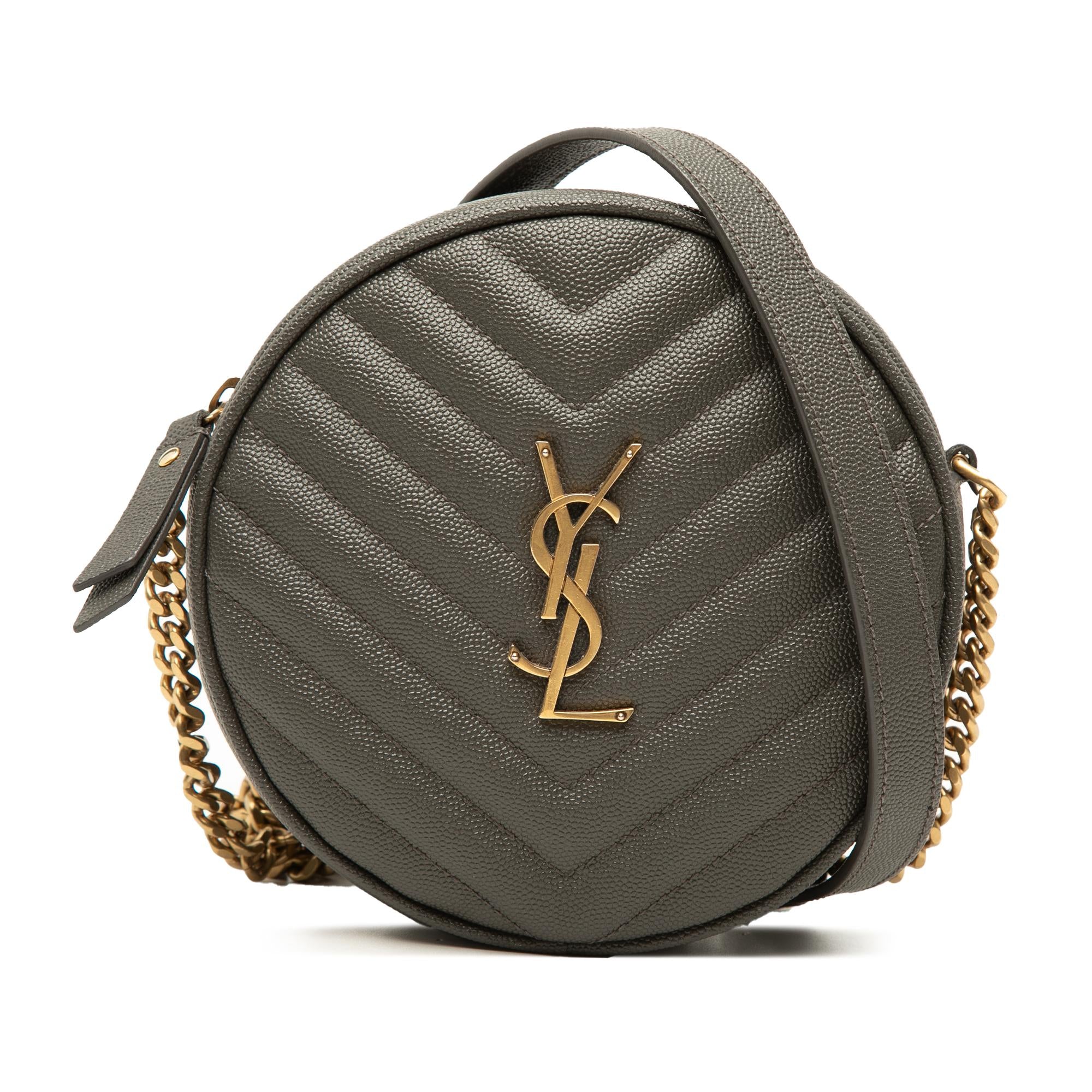 Saint Laurent Chevron Grain De Poudre Round Vinyle Camera Bag
