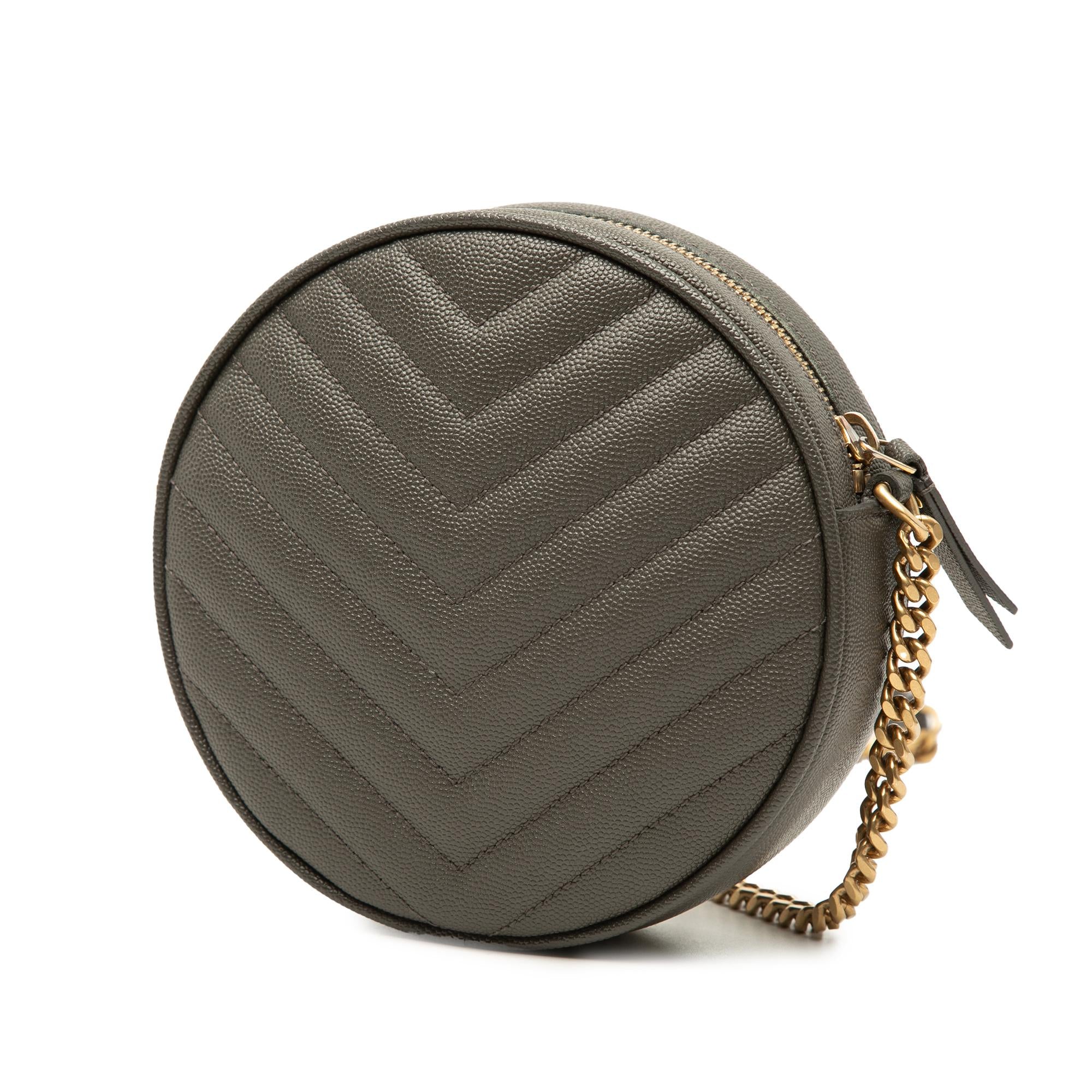 Saint Laurent Chevron Grain De Poudre Round Vinyle Camera Bag