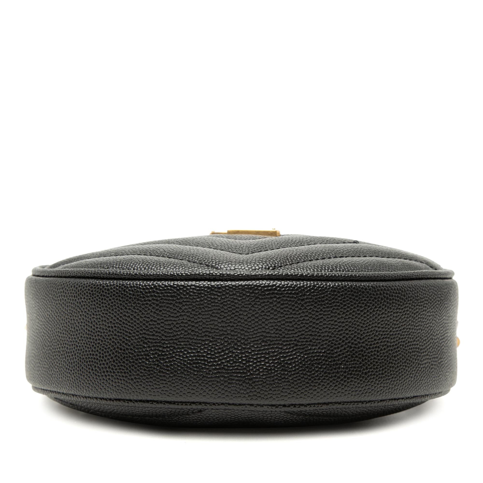 Saint Laurent Chevron Grain De Poudre Round Vinyle Camera Bag