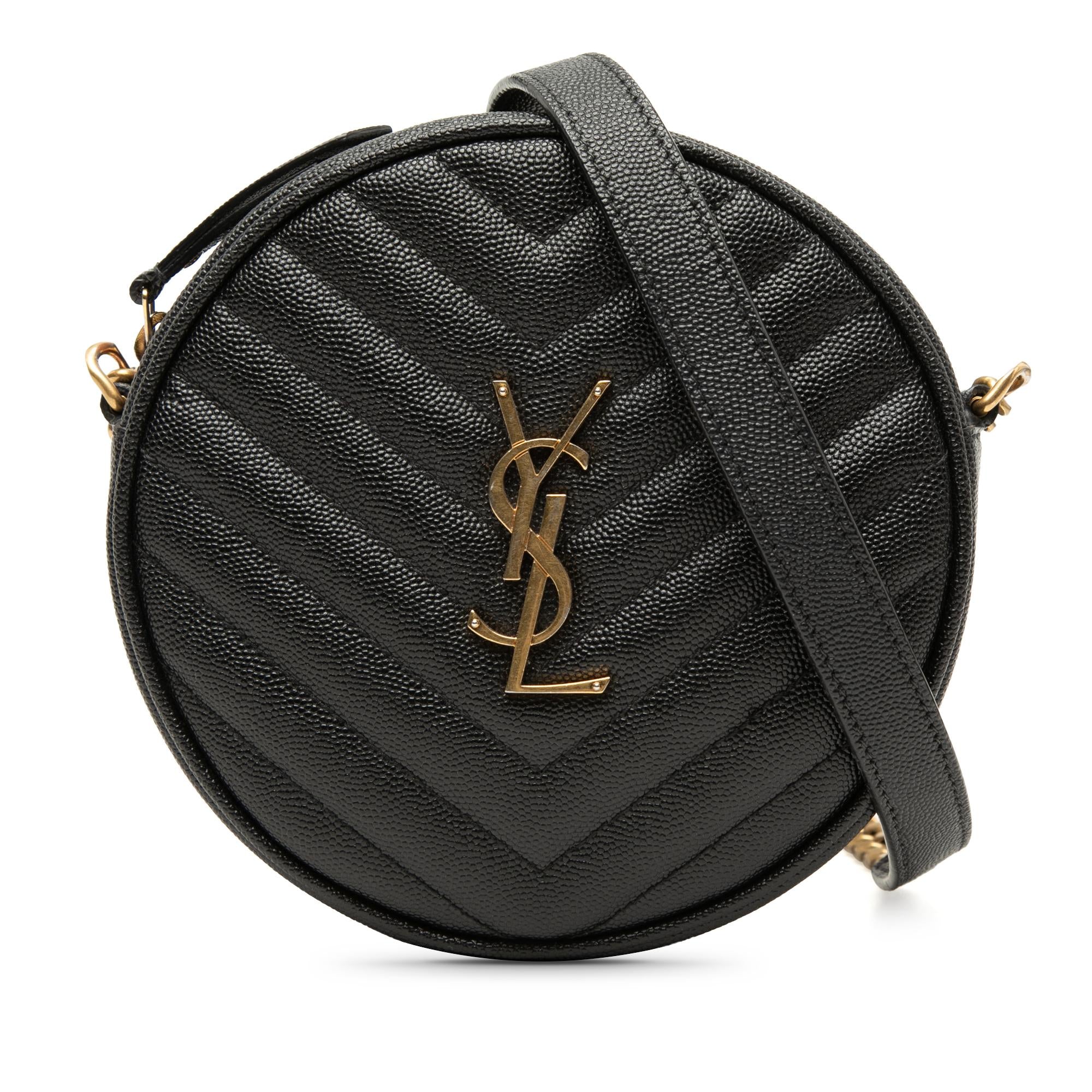 Saint Laurent Chevron Grain De Poudre Round Vinyle Camera Bag