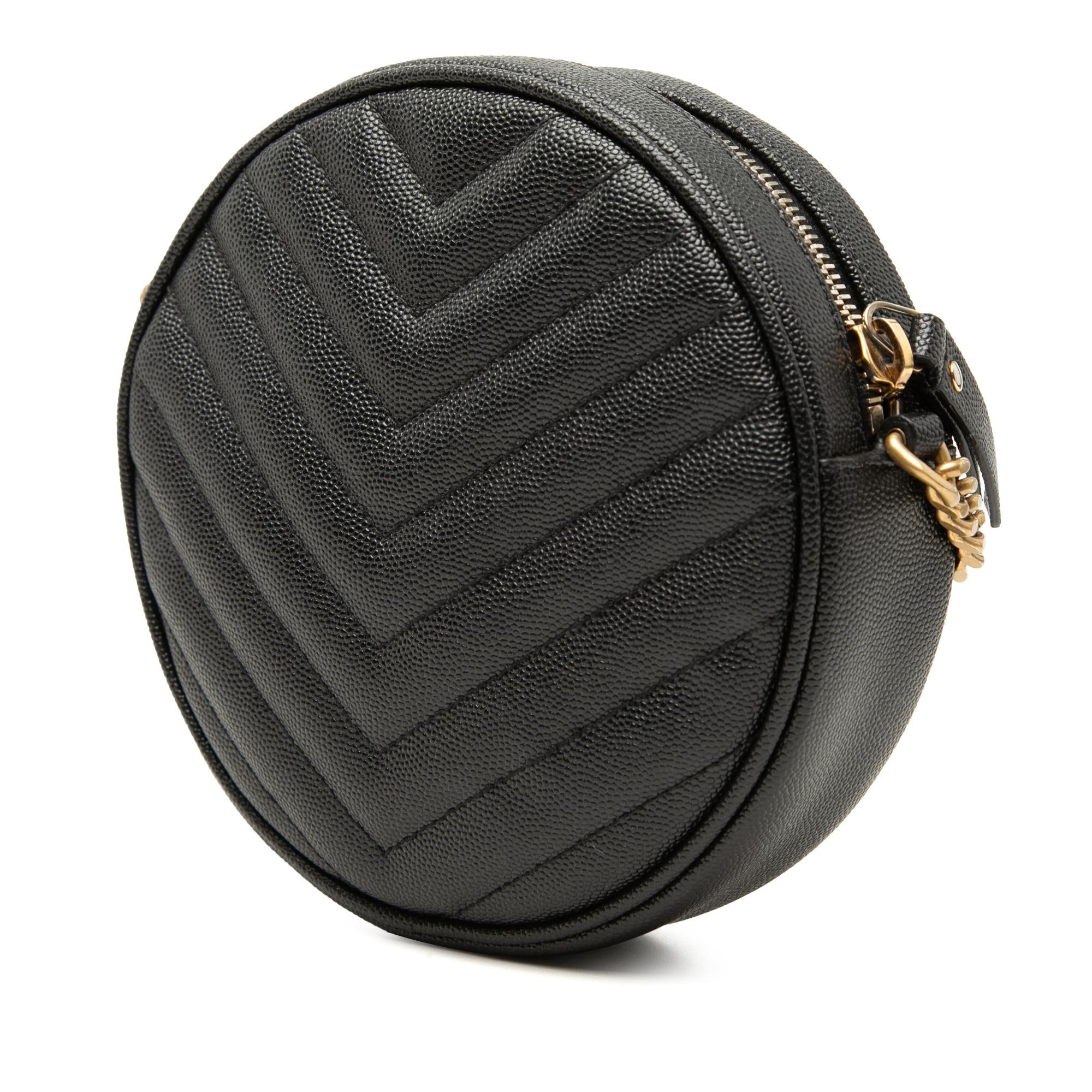 Saint Laurent Chevron Grain De Poudre Round Vinyle Camera Bag