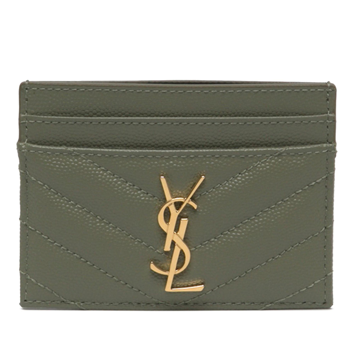 Saint Laurent Chevron Grain de Poudre Cassandre Card Holder