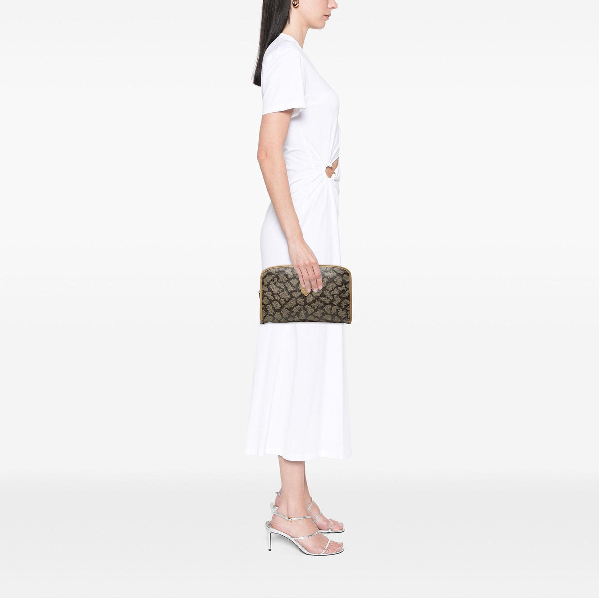 Saint Laurent Coated Canvas Giraffe Print Clutch