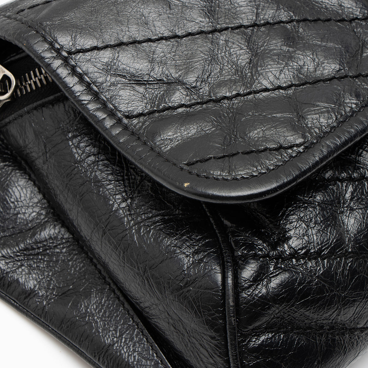 Saint Laurent Crinkled Calfskin Monogram Niki Belt Bag