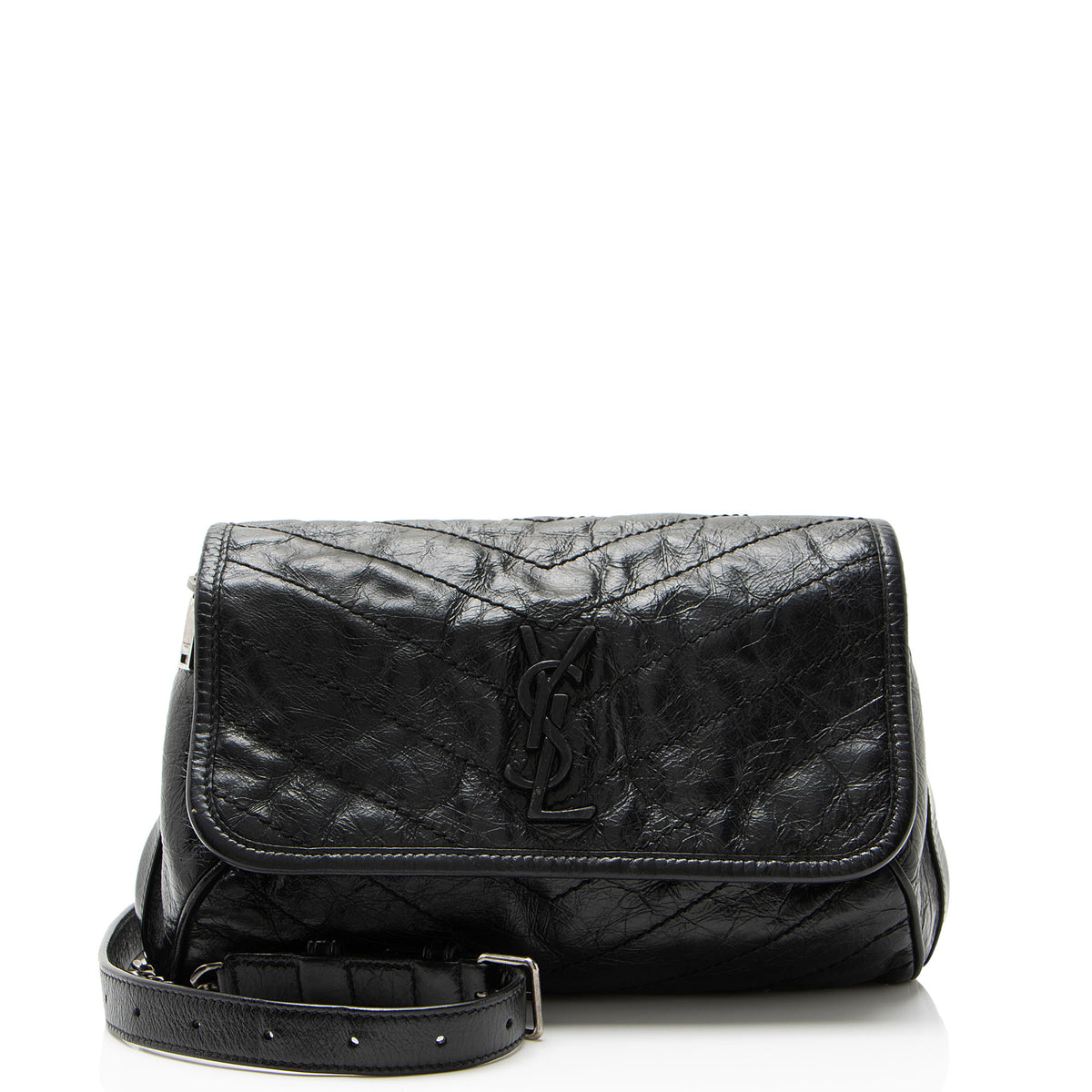 Saint Laurent Crinkled Calfskin Monogram Niki Belt Bag