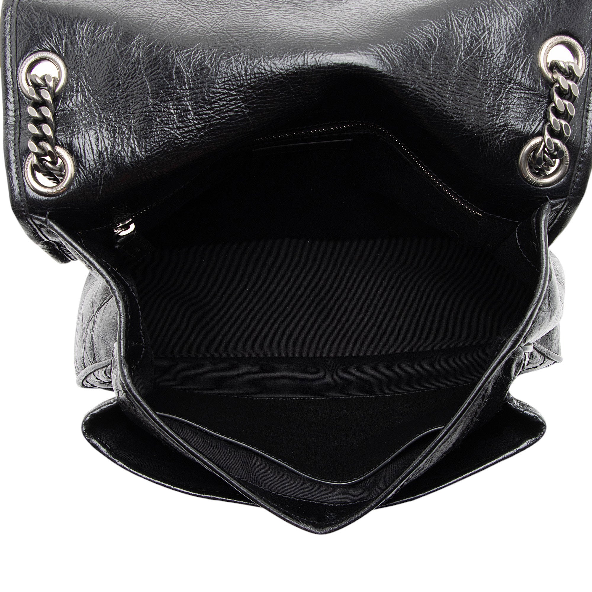 Saint Laurent Crinkled Calfskin Monogram Niki Medium Shoulder Bag