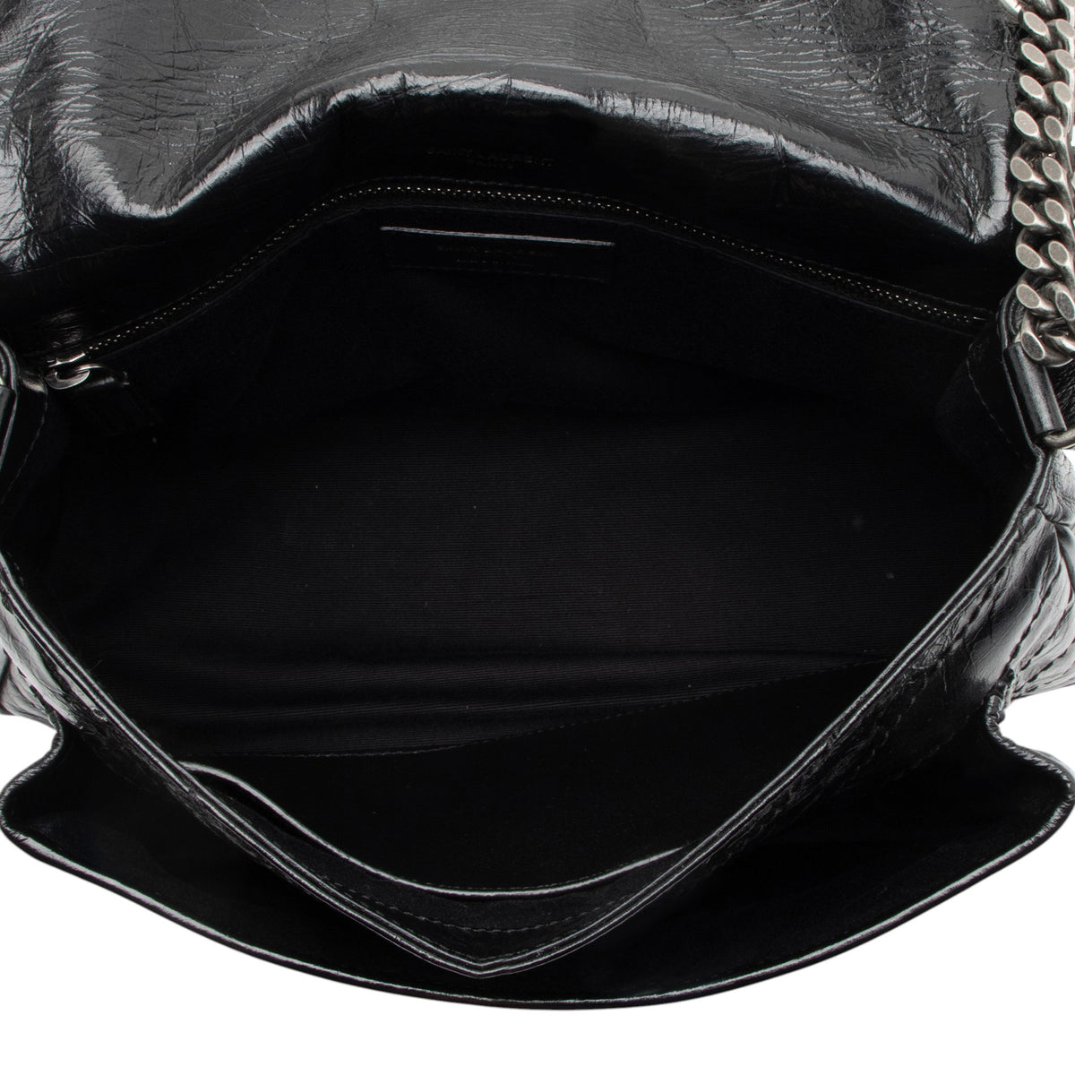 Saint Laurent Crinkled Calfskin Monogram Niki Medium Shoulder Bag