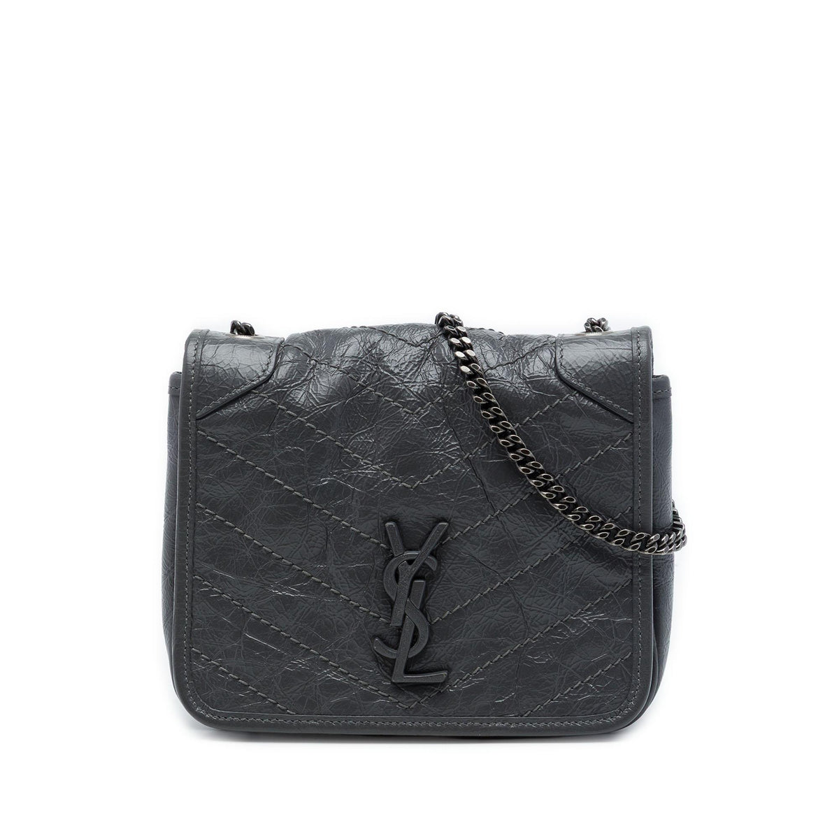 Saint Laurent Crinkled Calfskin Niki Wallet on Chain