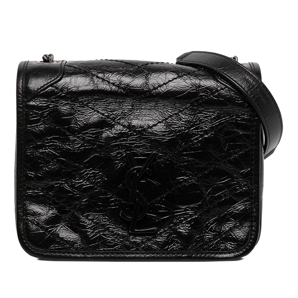 Saint Laurent Crinkled Calfskin Niki Wallet on Chain