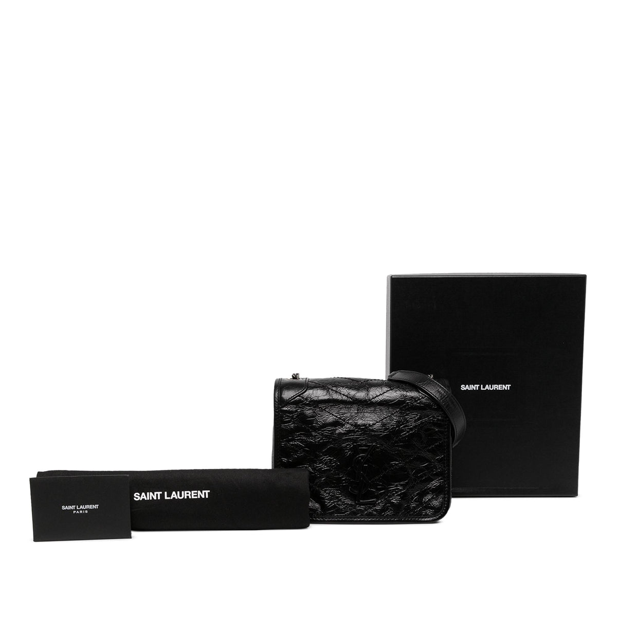 Saint Laurent Crinkled Calfskin Niki Wallet on Chain