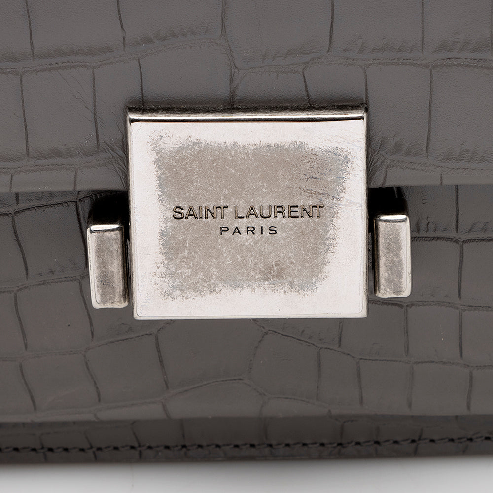 Saint Laurent Croc Embossed Bellechasse Shoulder Bag (SHF-18639)