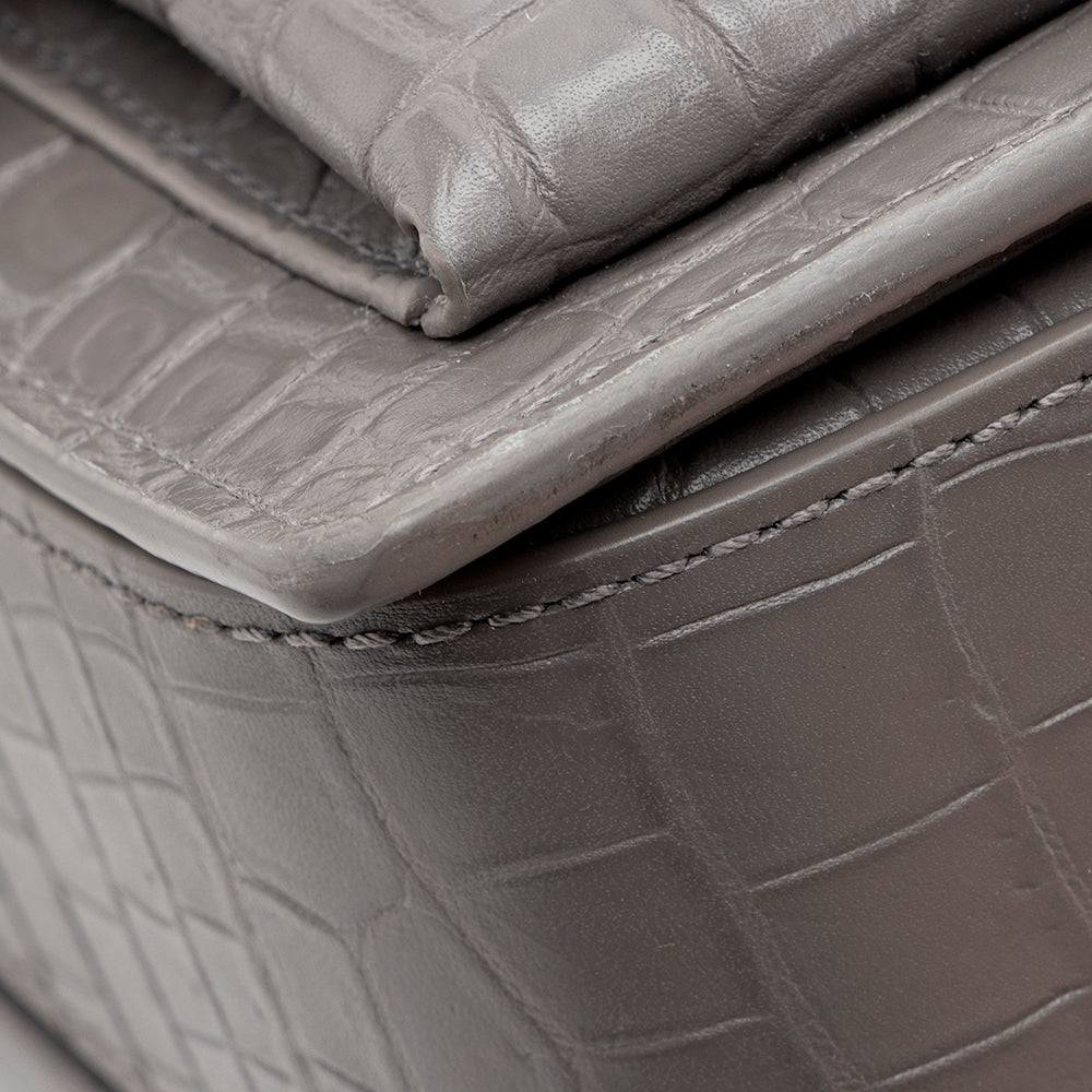 Saint Laurent Croc Embossed Bellechasse Shoulder Bag (SHF-18639)