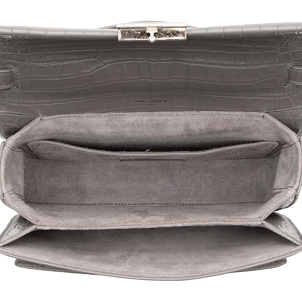 Saint Laurent Croc Embossed Bellechasse Shoulder Bag (SHF-18639)