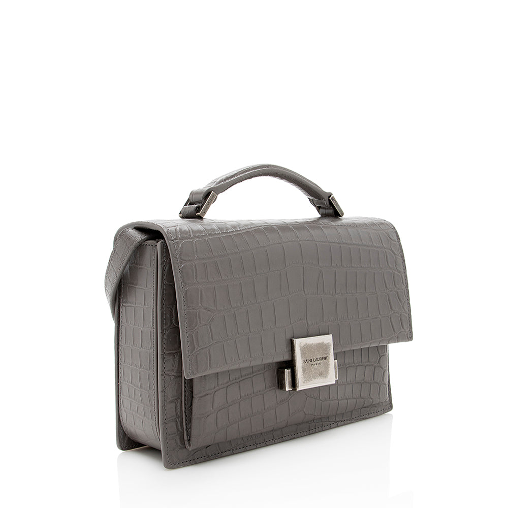 Saint Laurent Croc Embossed Bellechasse Shoulder Bag (SHF-18639)