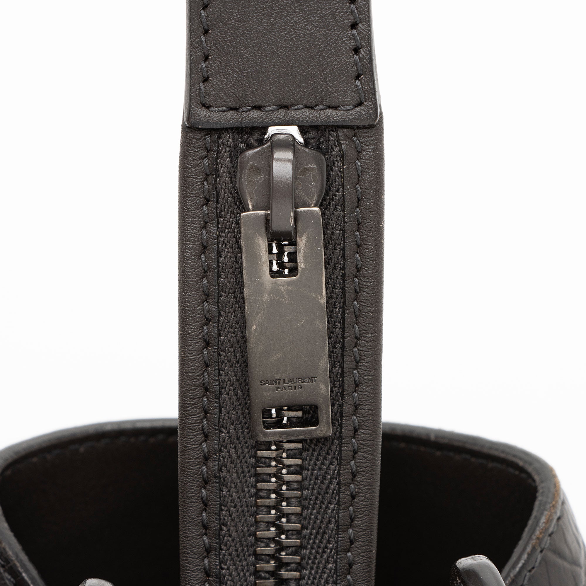 Saint Laurent Croc Embossed Calfskin Monogram Classic Cabas Downtown Small Tote