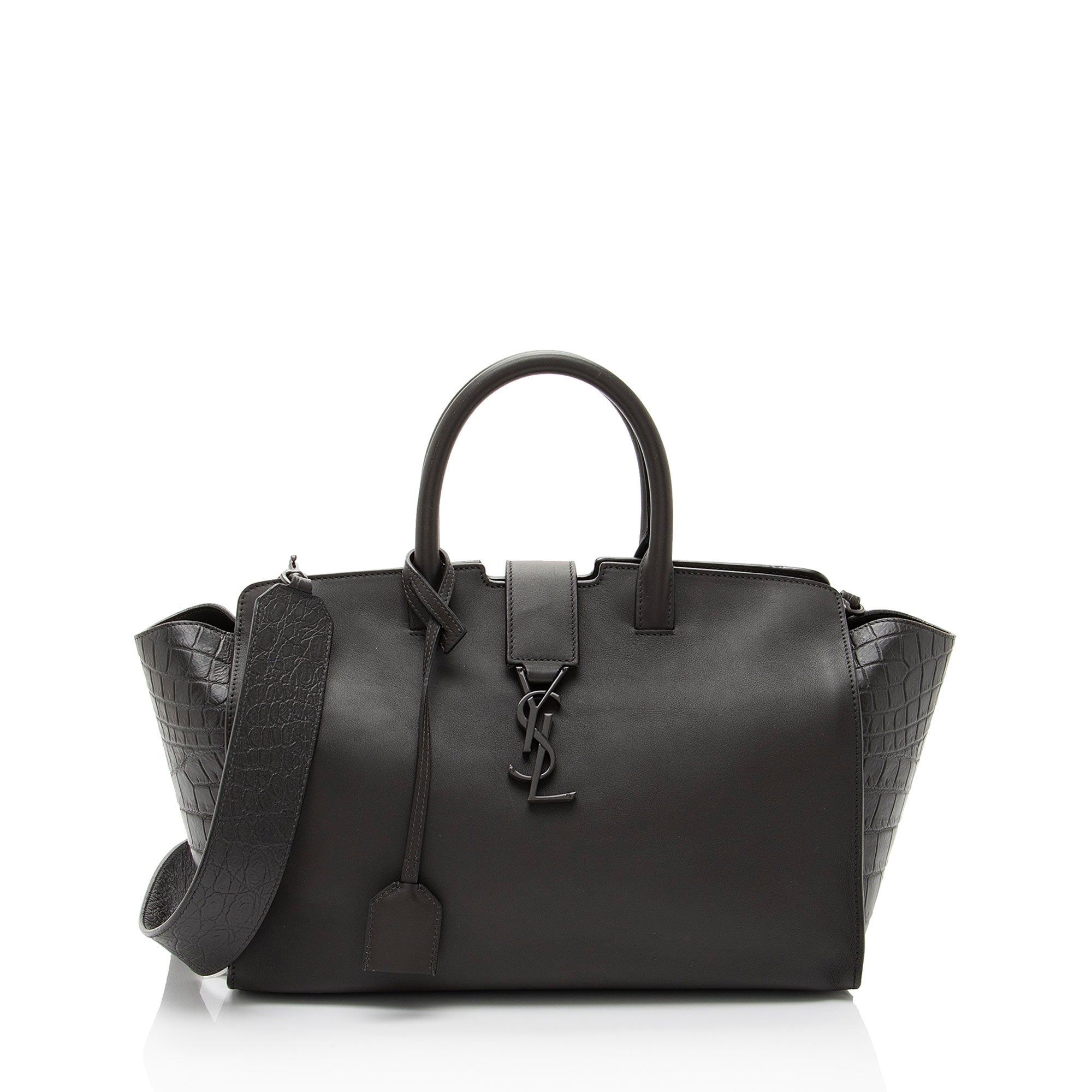 Saint Laurent Croc Embossed Calfskin Monogram Classic Cabas Downtown Small Tote