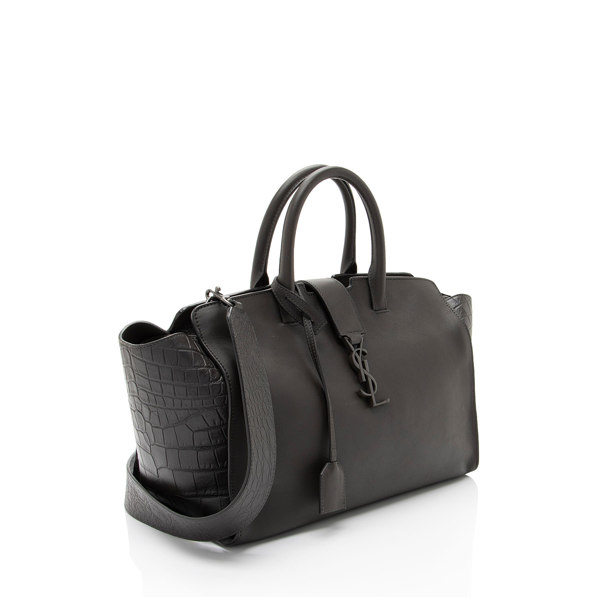 Saint Laurent Croc Embossed Calfskin Monogram Classic Cabas Downtown Small Tote