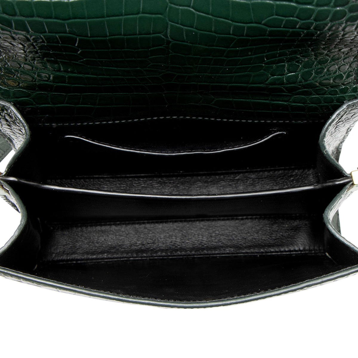 Saint Laurent Croc Embossed Leather Monogram Cassandra Mini Top Handle