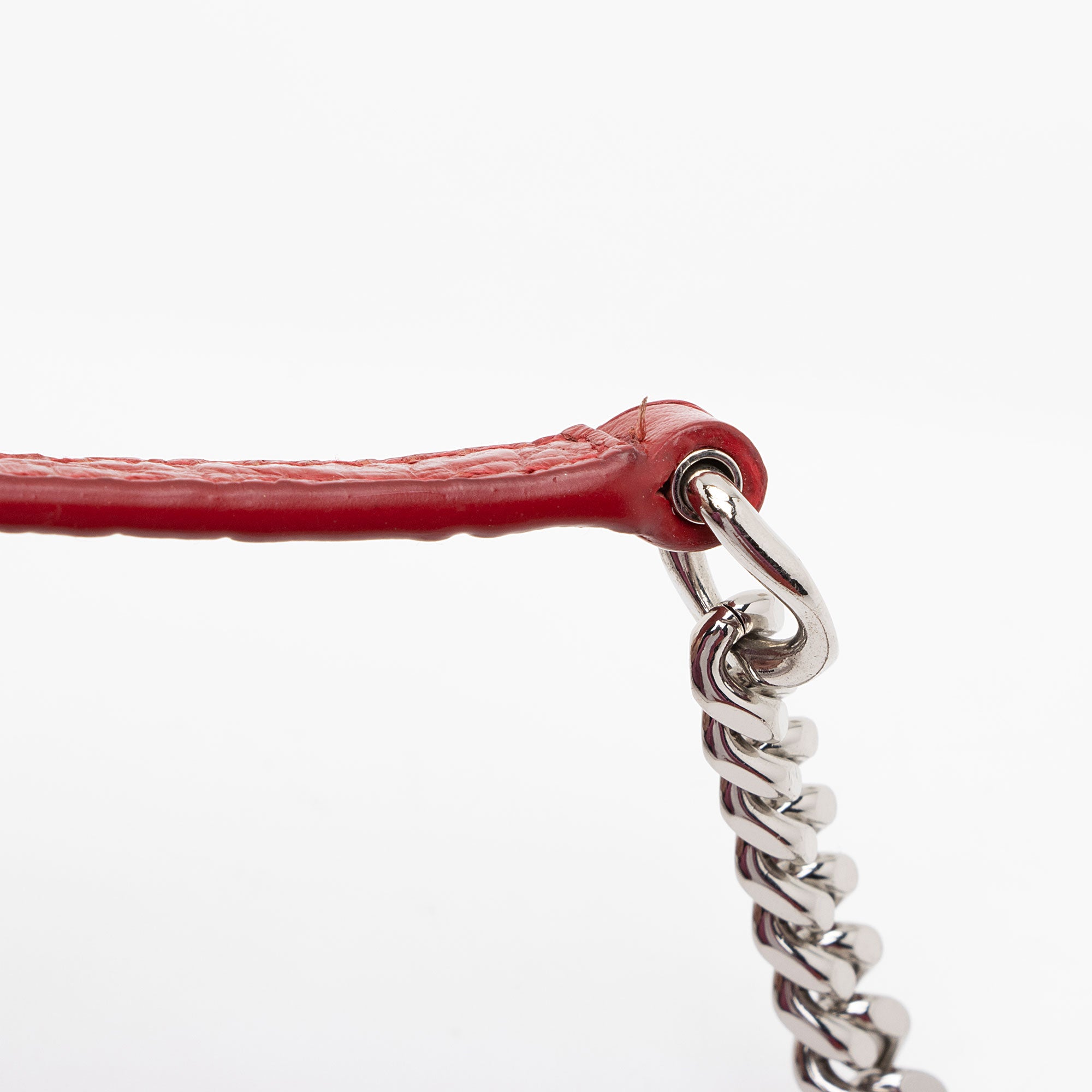 Saint Laurent Croc Embossed Leather Monogram Kate Tassel Chain Wallet