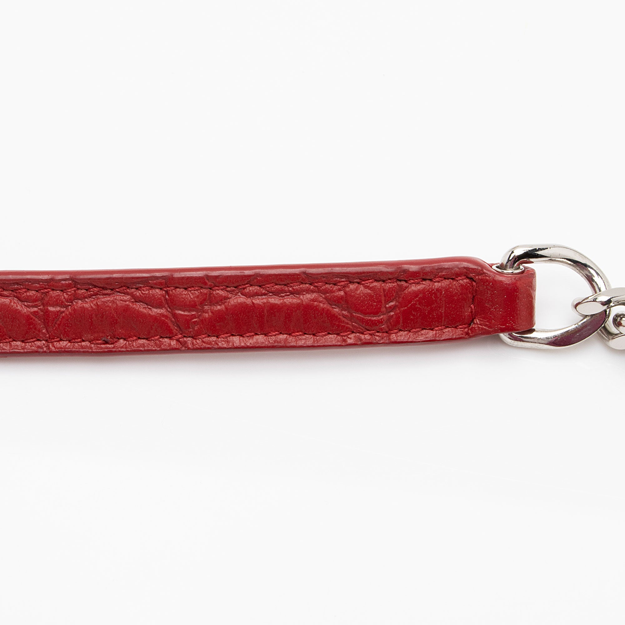 Saint Laurent Croc Embossed Leather Monogram Kate Tassel Chain Wallet