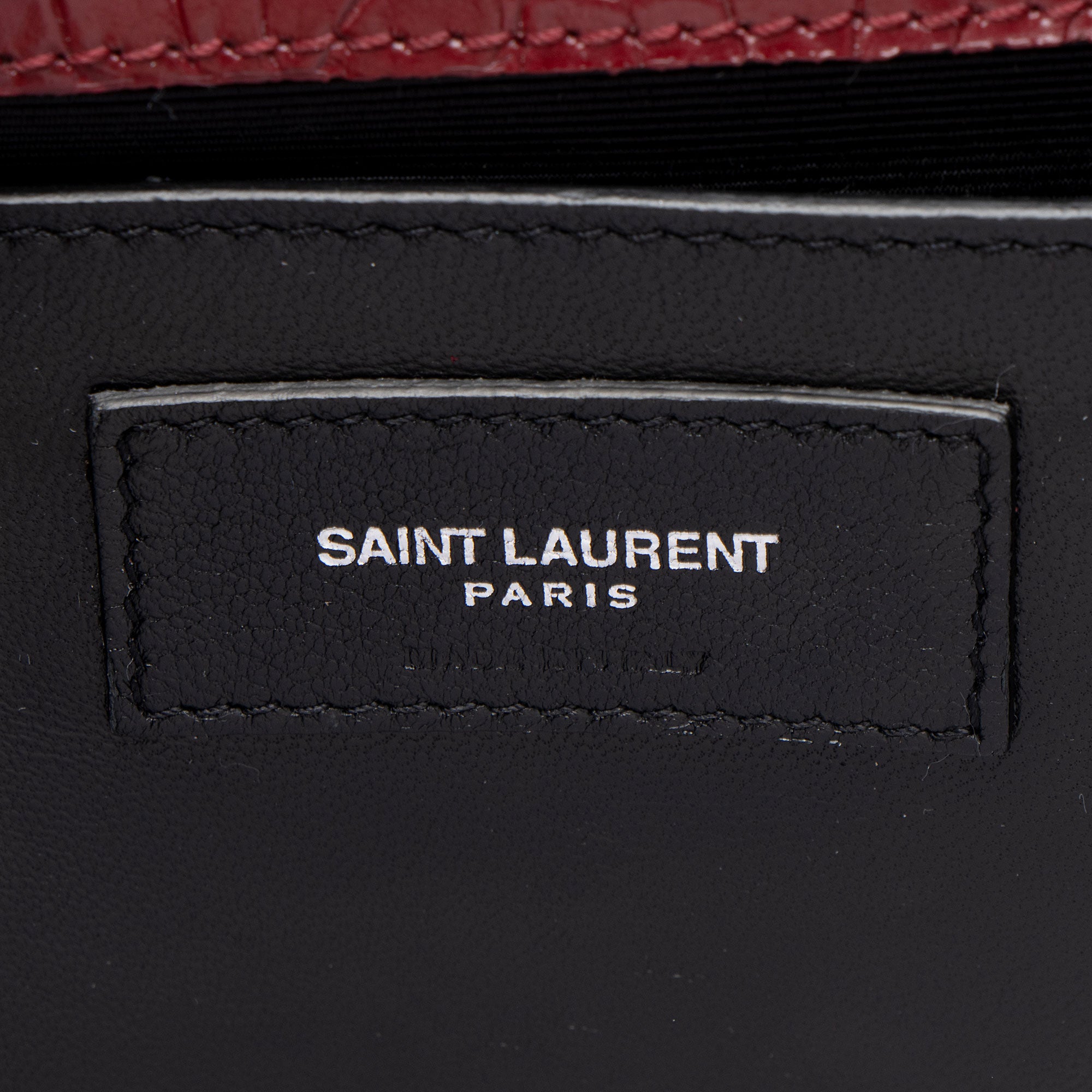 Saint Laurent Croc Embossed Leather Monogram Kate Tassel Medium Shoulder Bag