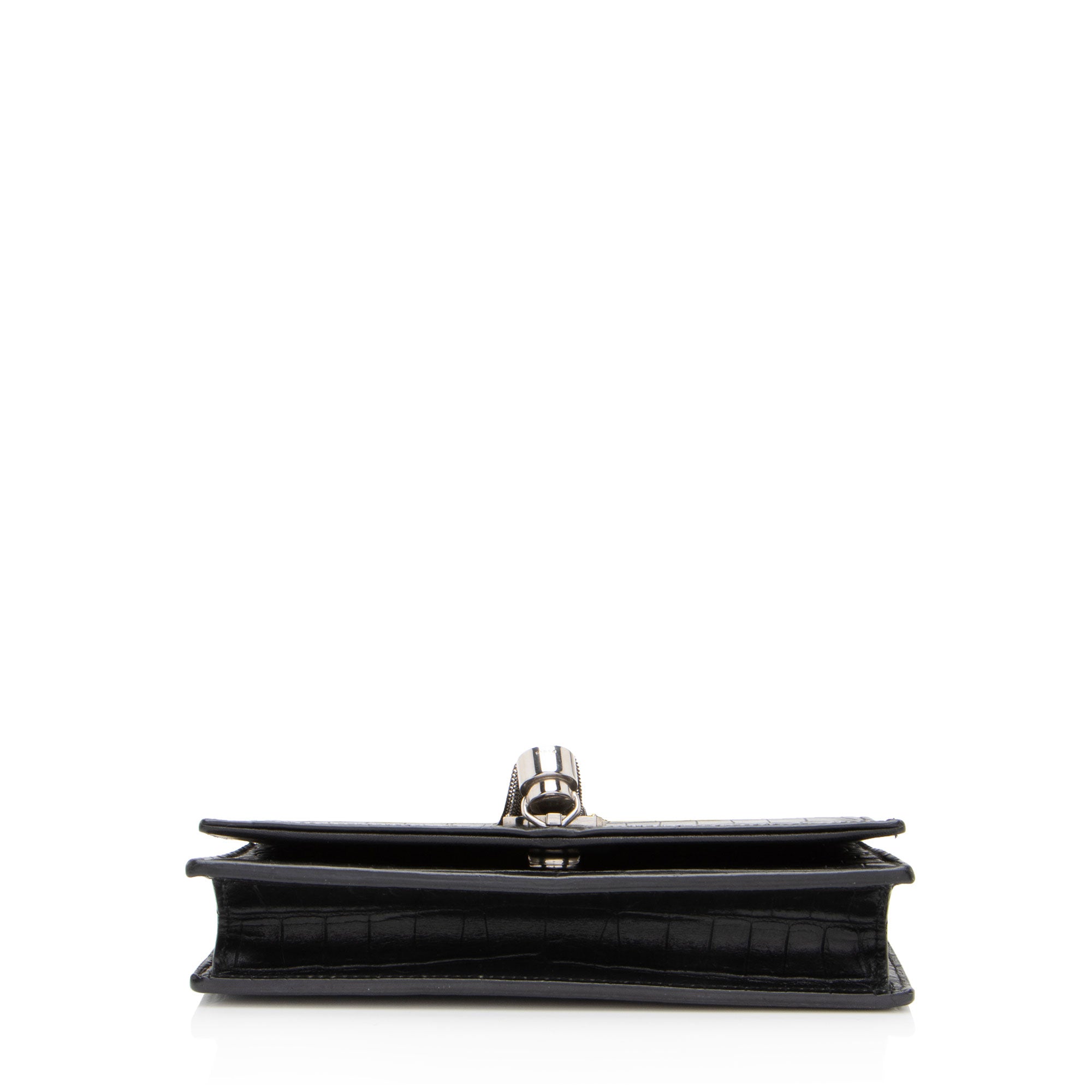 Saint Laurent Croc Embossed Leather Monogram Kate Tassel (SHF-fsD46M)