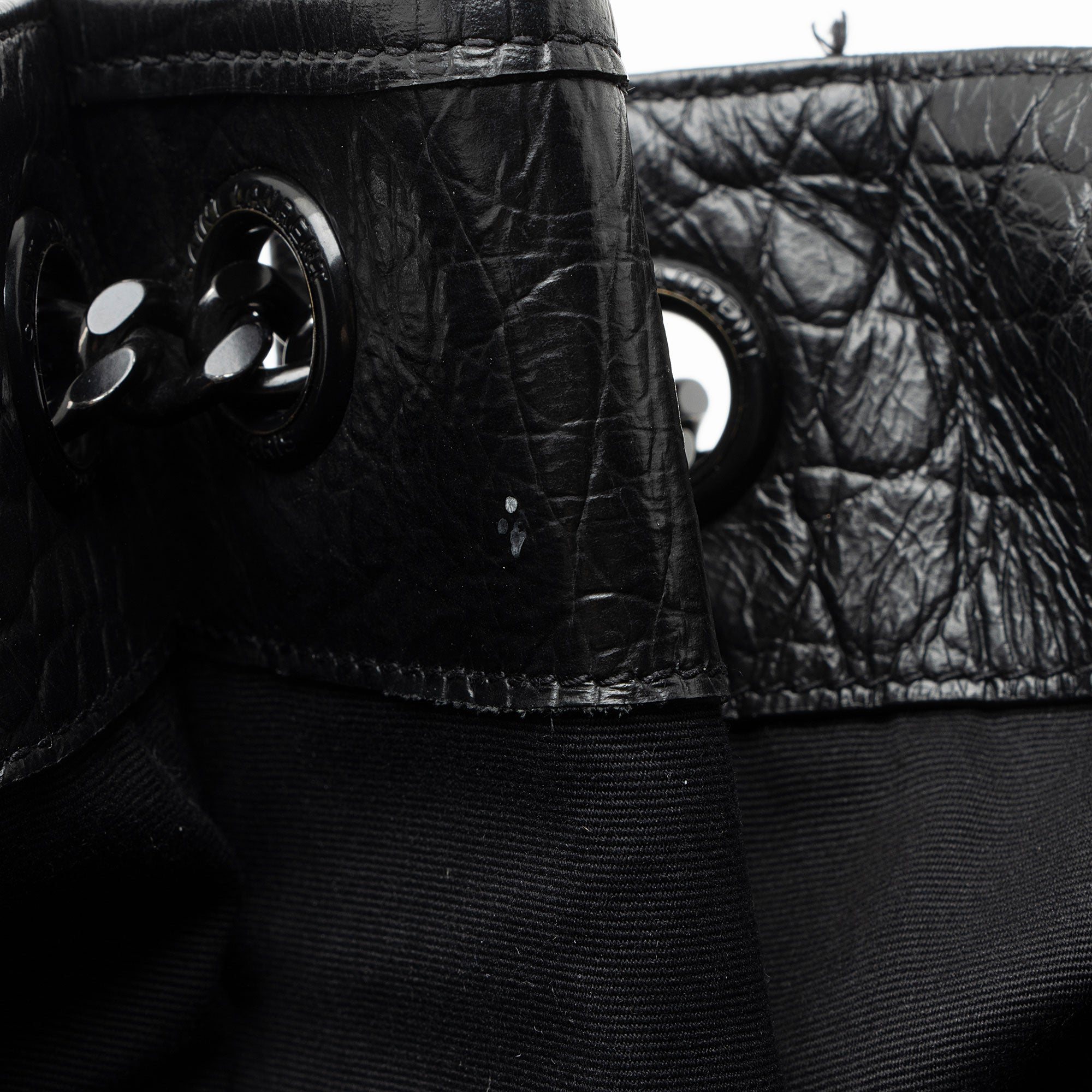 Saint Laurent Croc Embossed Leather Monogram Niki Large Shopping Tote