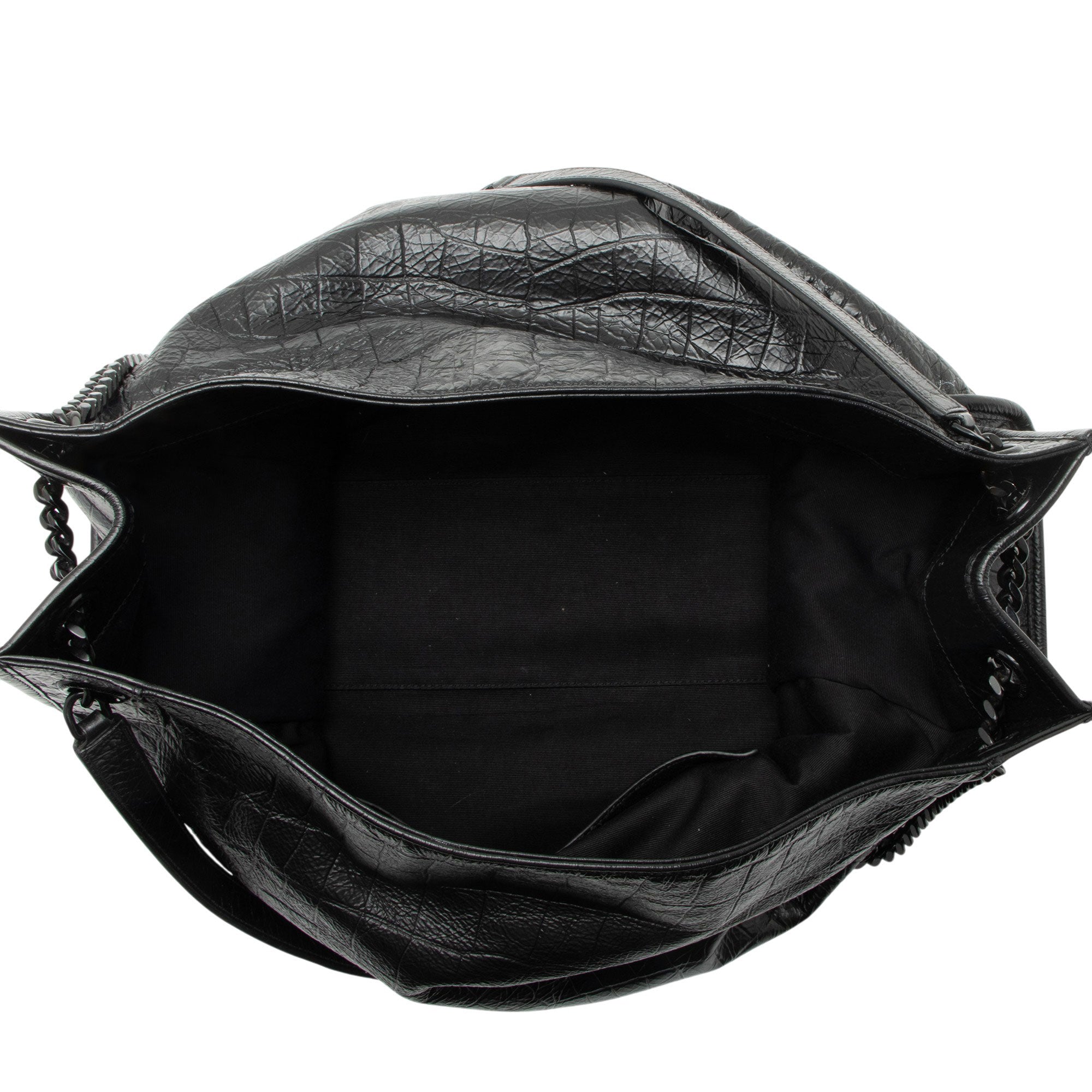 Saint Laurent Croc Embossed Leather Monogram Niki Large Shopping Tote