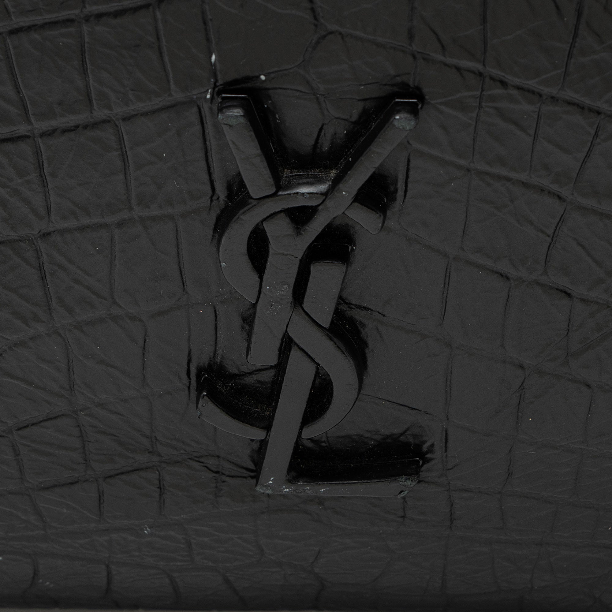 Saint Laurent Croc Embossed Leather Monogram Niki Large Shopping Tote