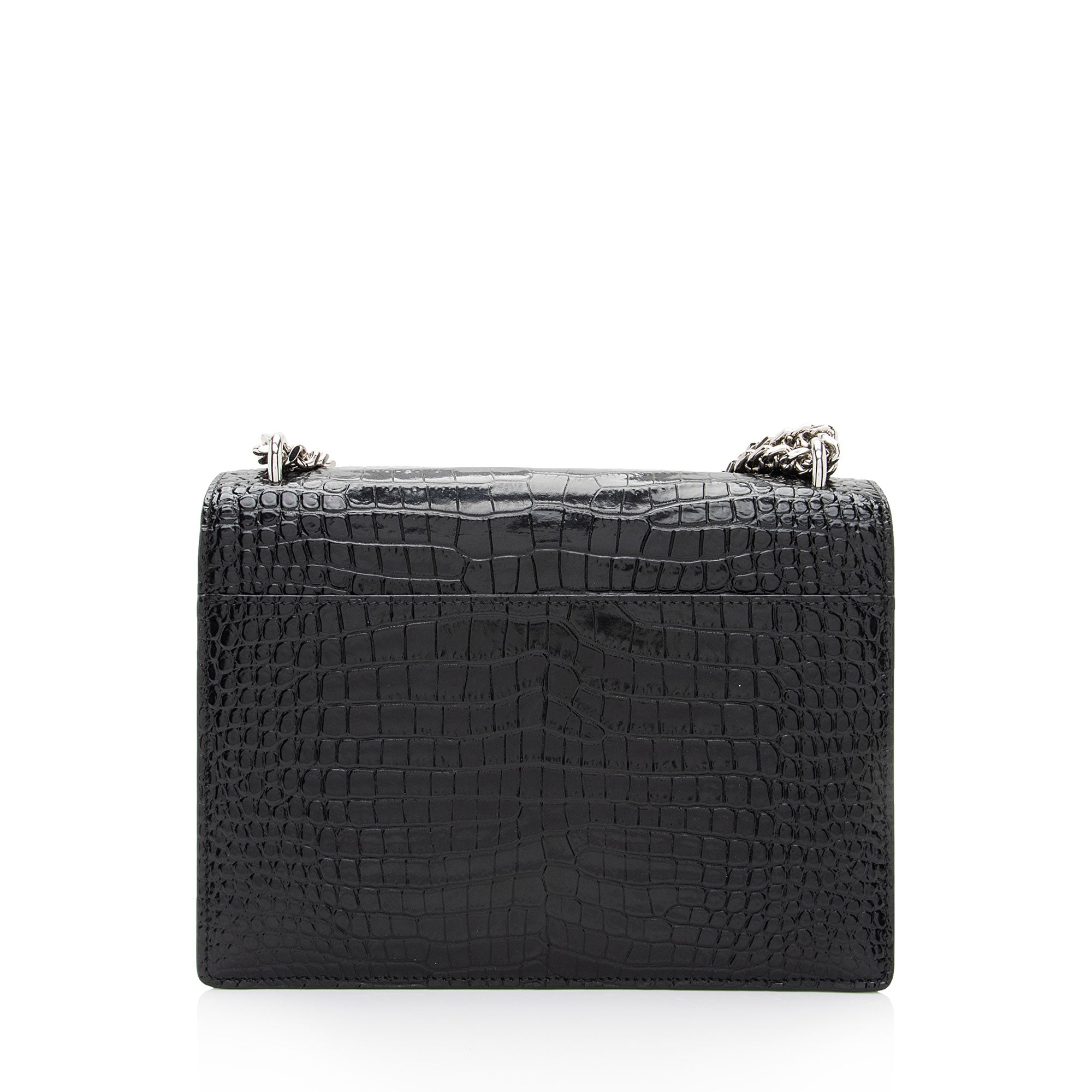 Saint Laurent Croc Embossed Leather Monogram Sunset Medium Shoulder Bag (SHF-LCdXkt)