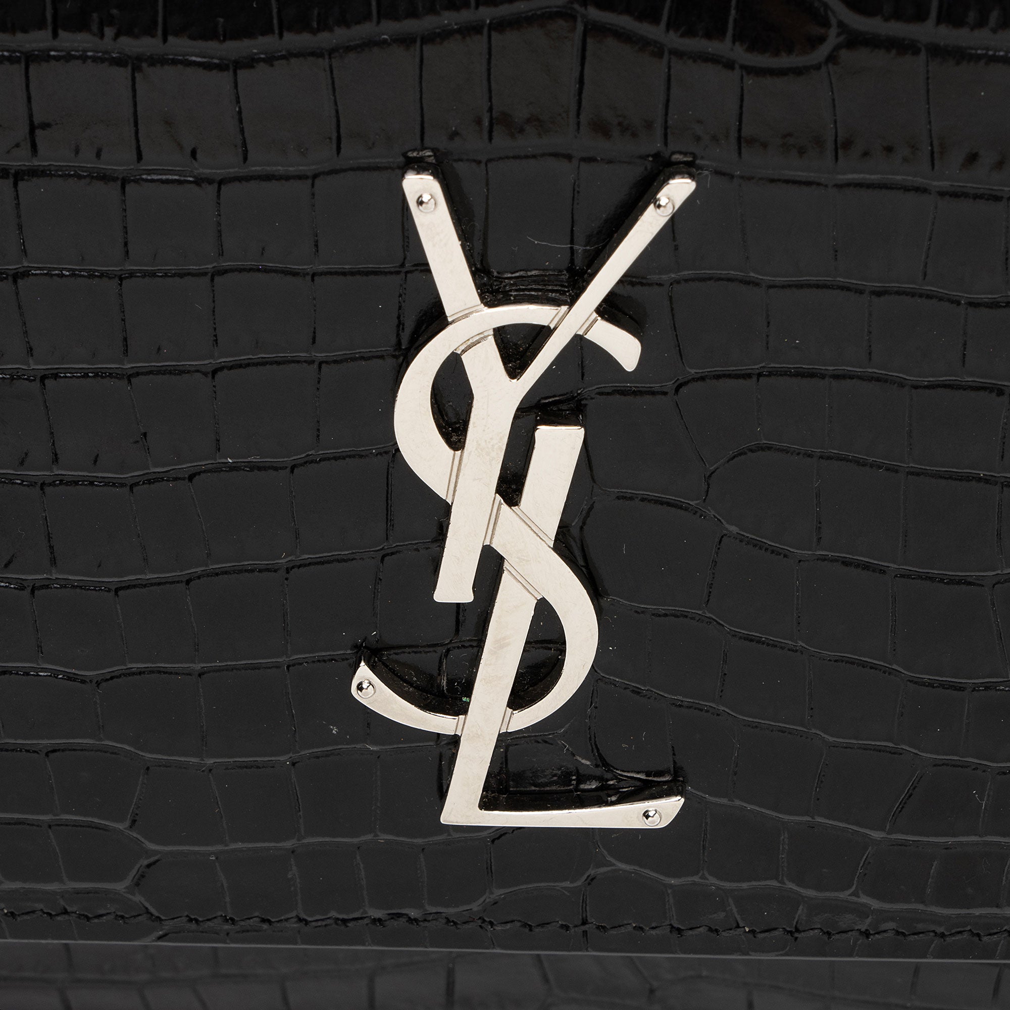 Saint Laurent Croc Embossed Leather Monogram Sunset Medium Shoulder Bag (SHF-LCdXkt)