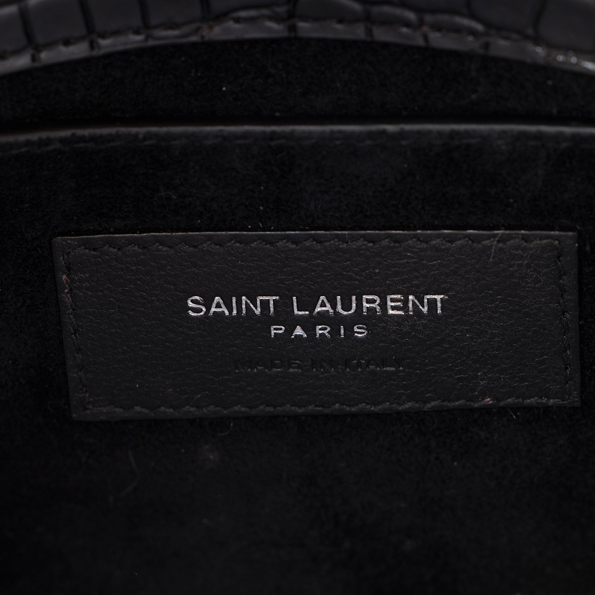 Saint Laurent Croc Embossed Leather Monogram Sunset Medium Shoulder Bag (SHF-LCdXkt)