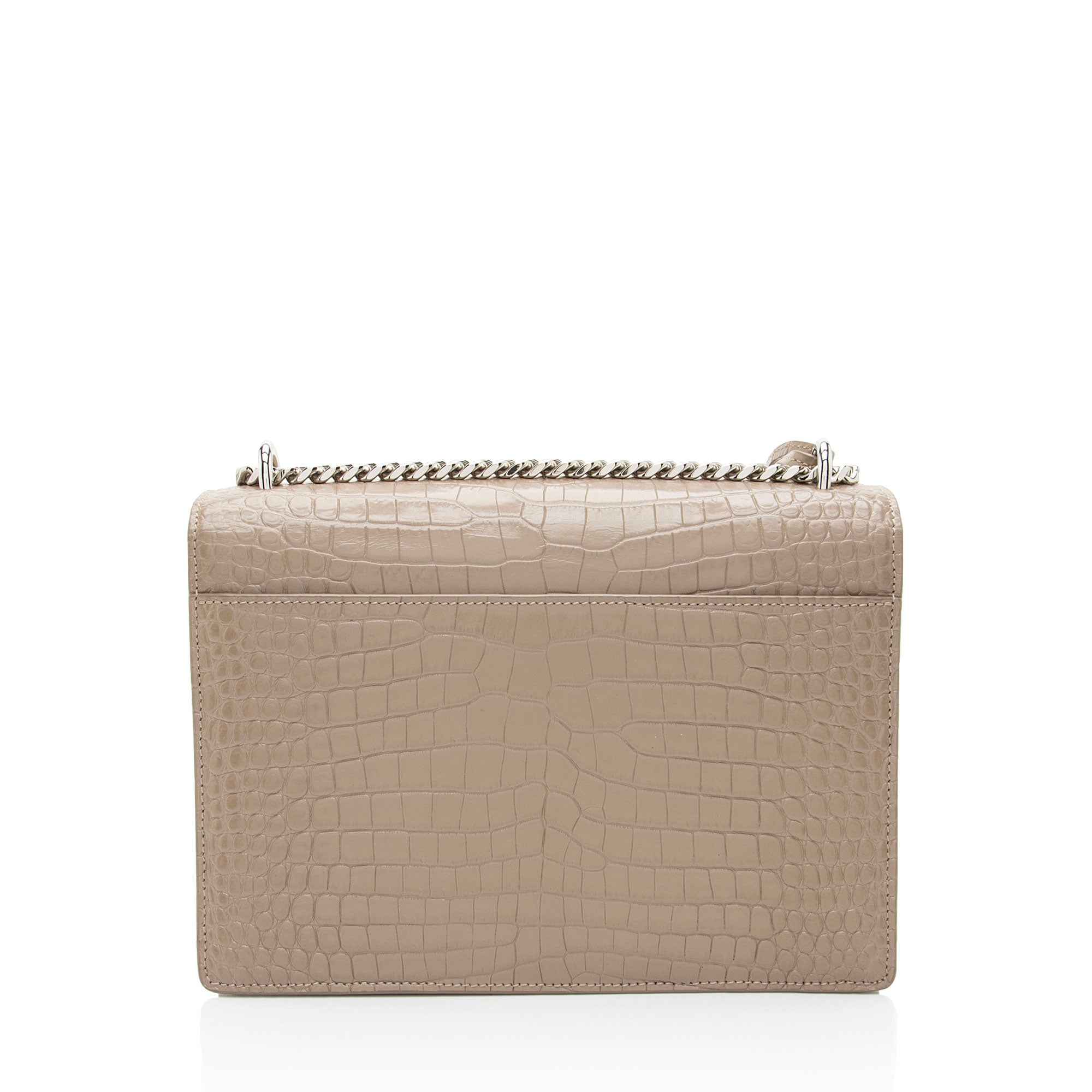 Saint Laurent Croc Embossed Leather Monogram Sunset Medium Shoulder Bag