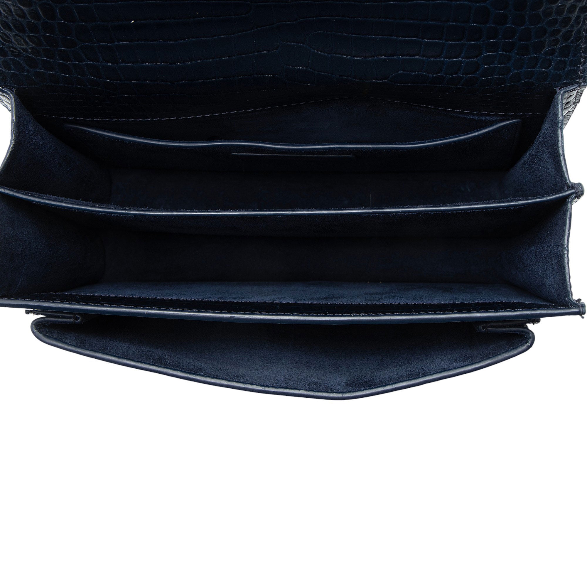 Saint Laurent Croc Embossed Leather Monogram Sunset Medium Shoulder Bag