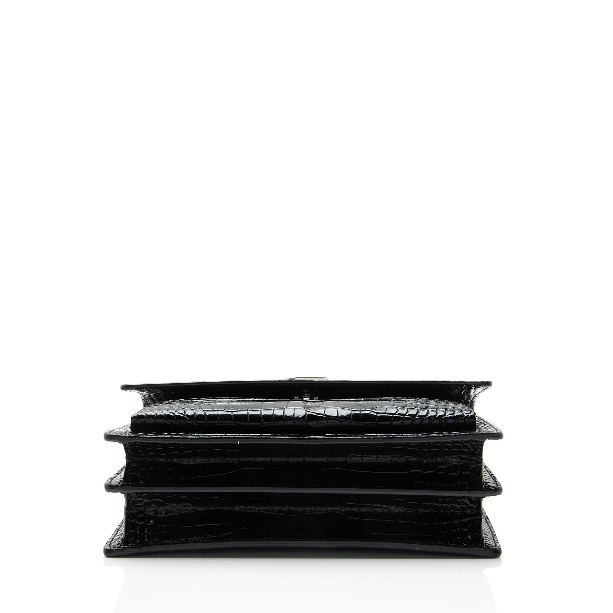 Saint Laurent Croc Embossed Leather Monogram Sunset Medium Shoulder Bag