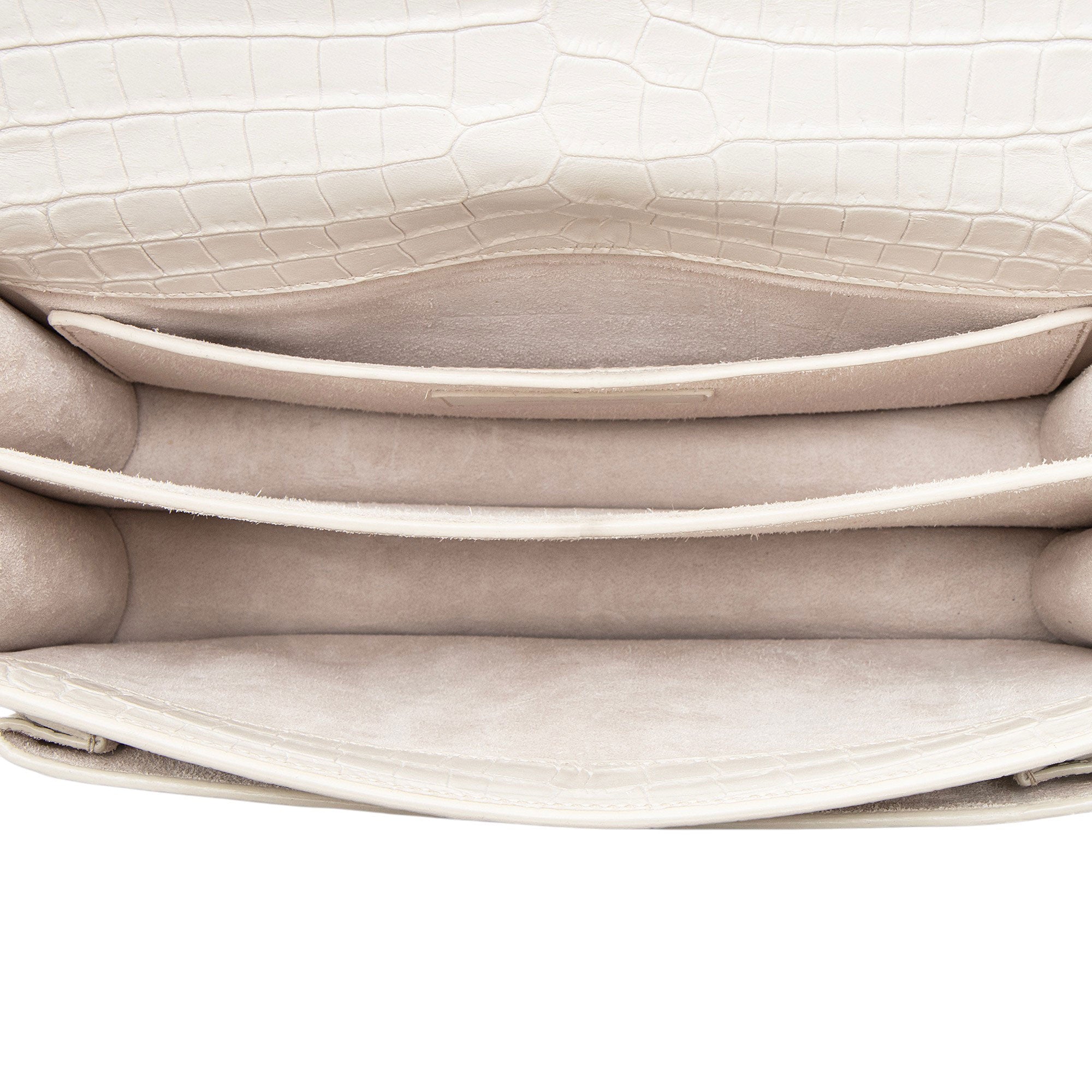 Saint Laurent Croc Embossed Leather Monogram Sunset Medium Shoulder Bag