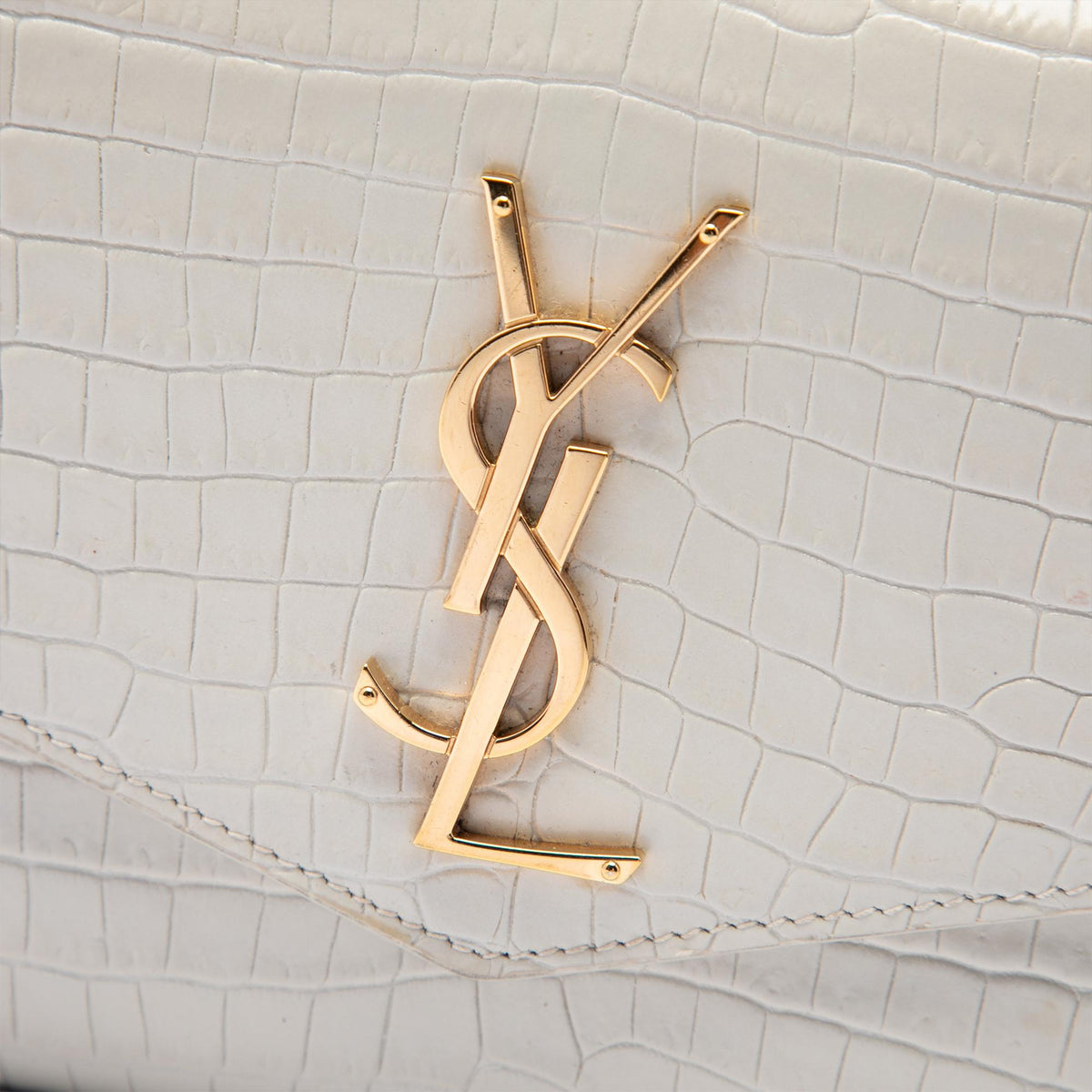 Saint Laurent Croc Embossed Leather Uptown Chain Wallet