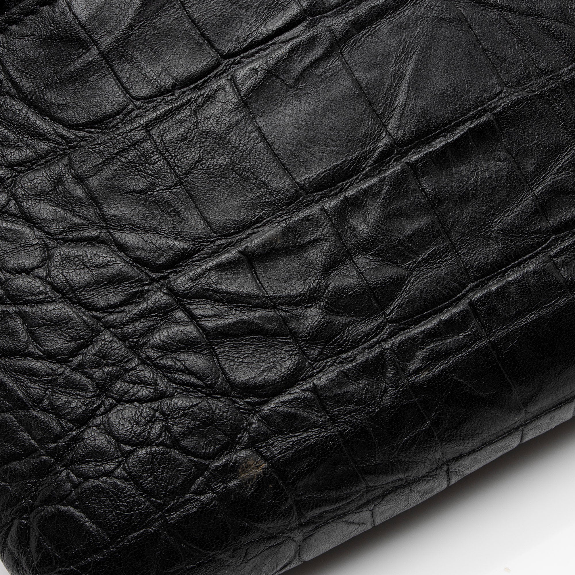 Saint Laurent Croc Embossed Leather West Hollywood Fold Over Clutch