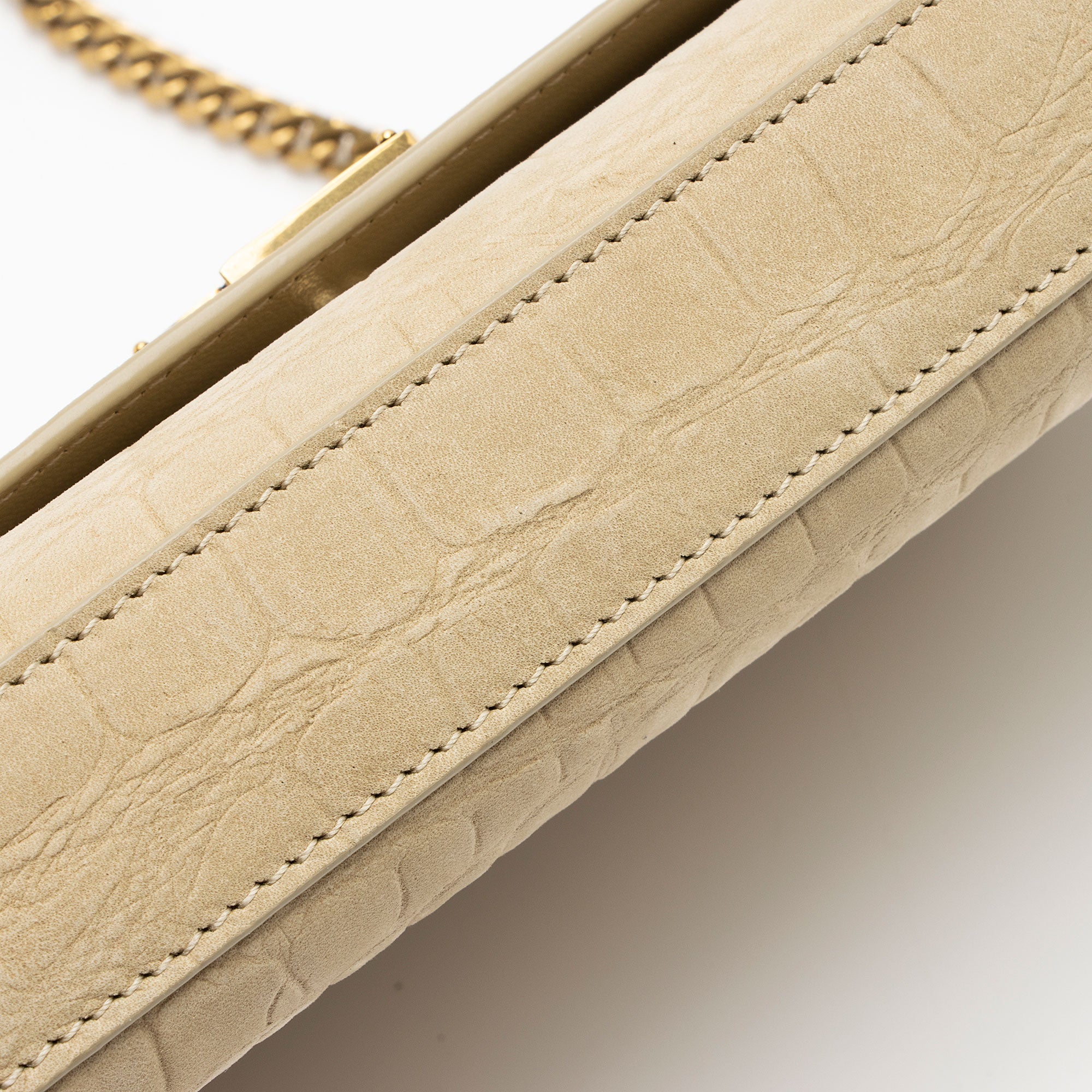 Saint Laurent Croc Embossed Nubuck Monogram Kate Small Shoulder Bag (SHF-FnLB4b)